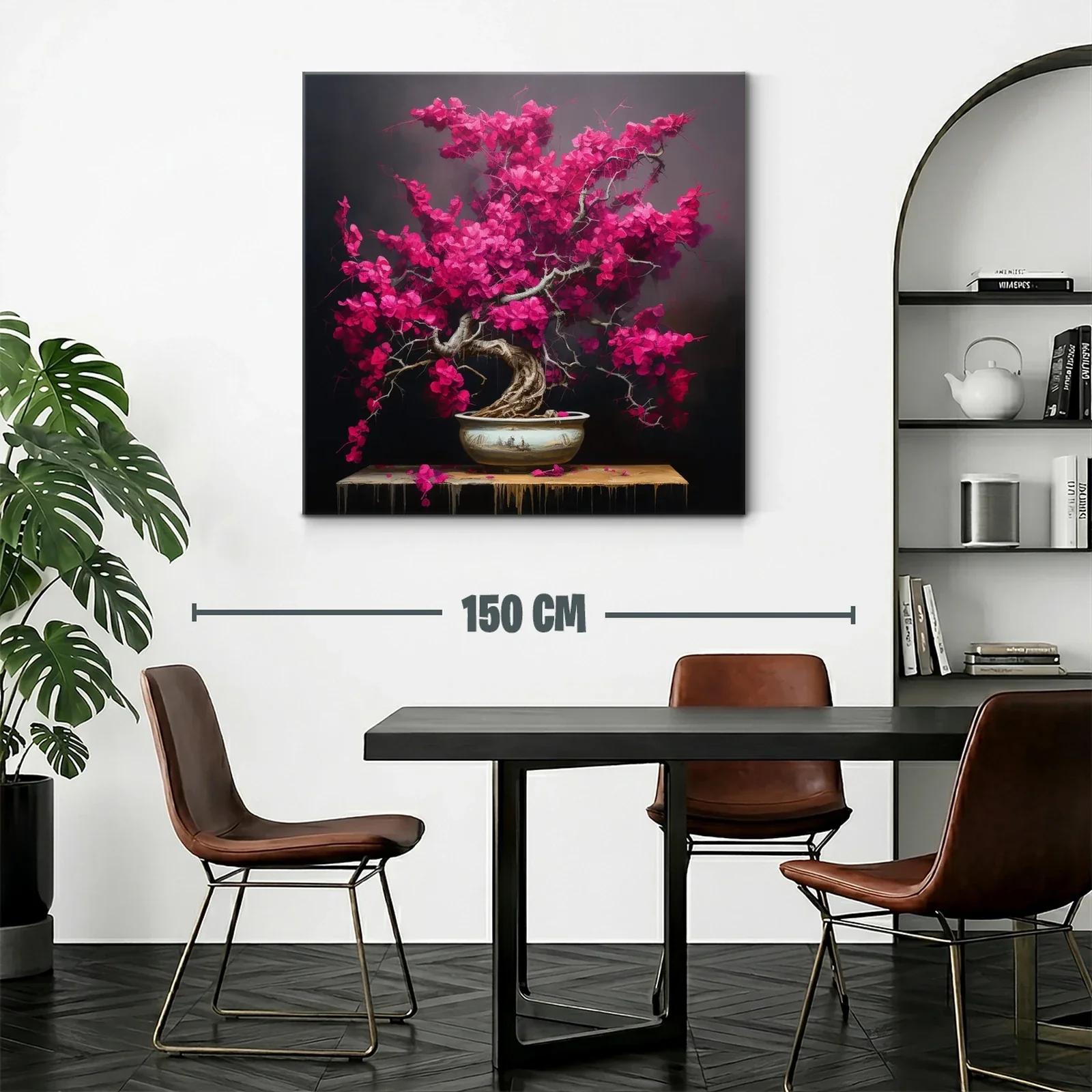 Bonsái con flores vibrantes en tonos fucsia y fondo oscuro — miniatura 2