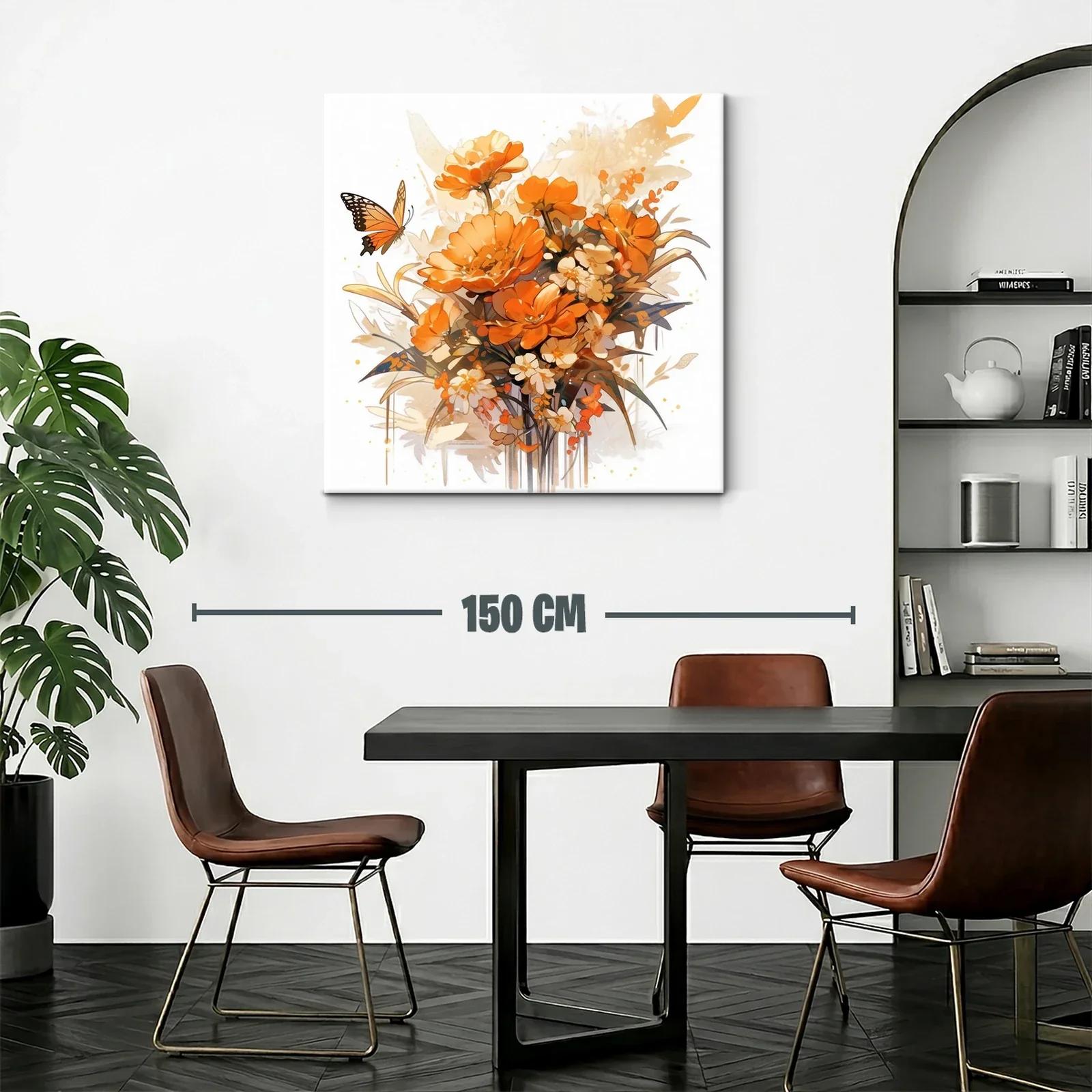 Ramo vibrante de flores naranjas con mariposa delicada — miniatura 2