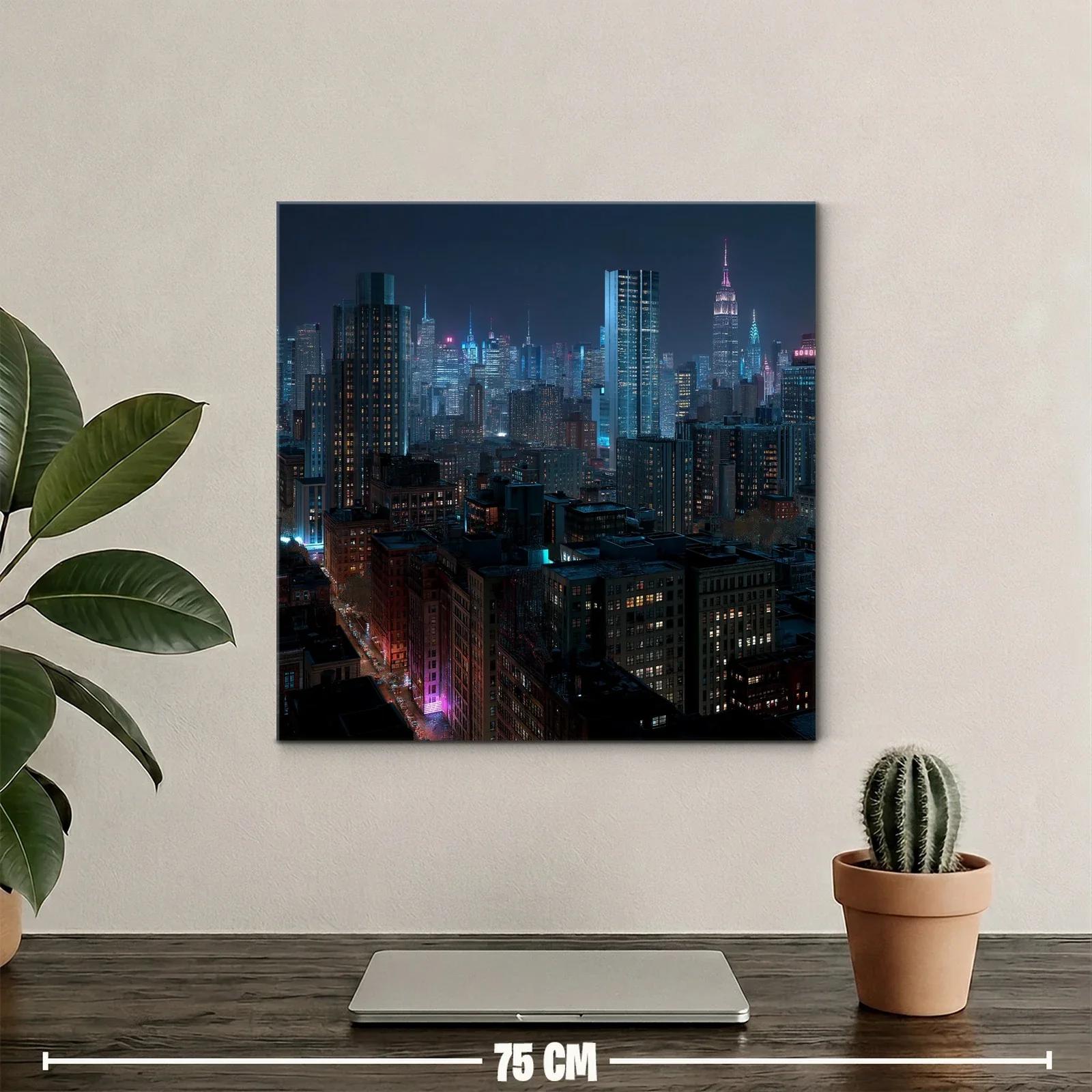 Panorámica nocturna de ciudad iluminada y vibrante — miniatura 2