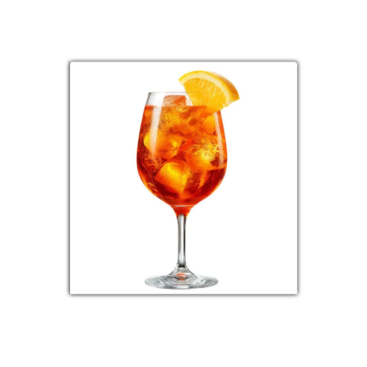 Cuadro moderno con copa de cóctel cítrico vibrante