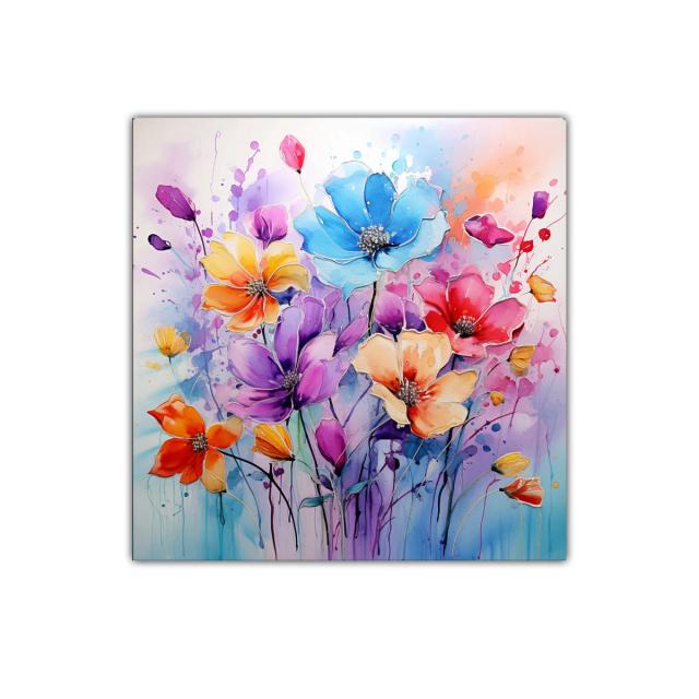 Cuadro decorativo con flores multicolor vibrantes