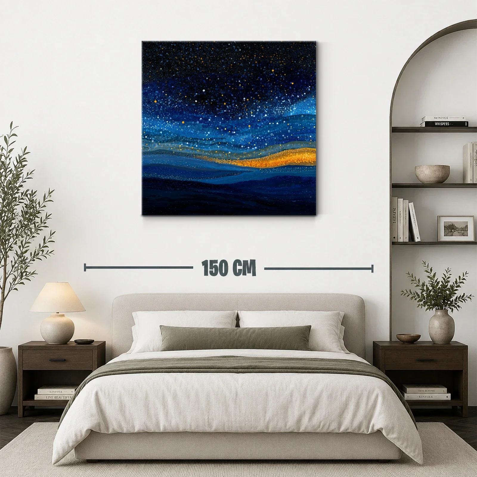Cielo estrellado abstracto con tonos azules y dorados — miniatura 3