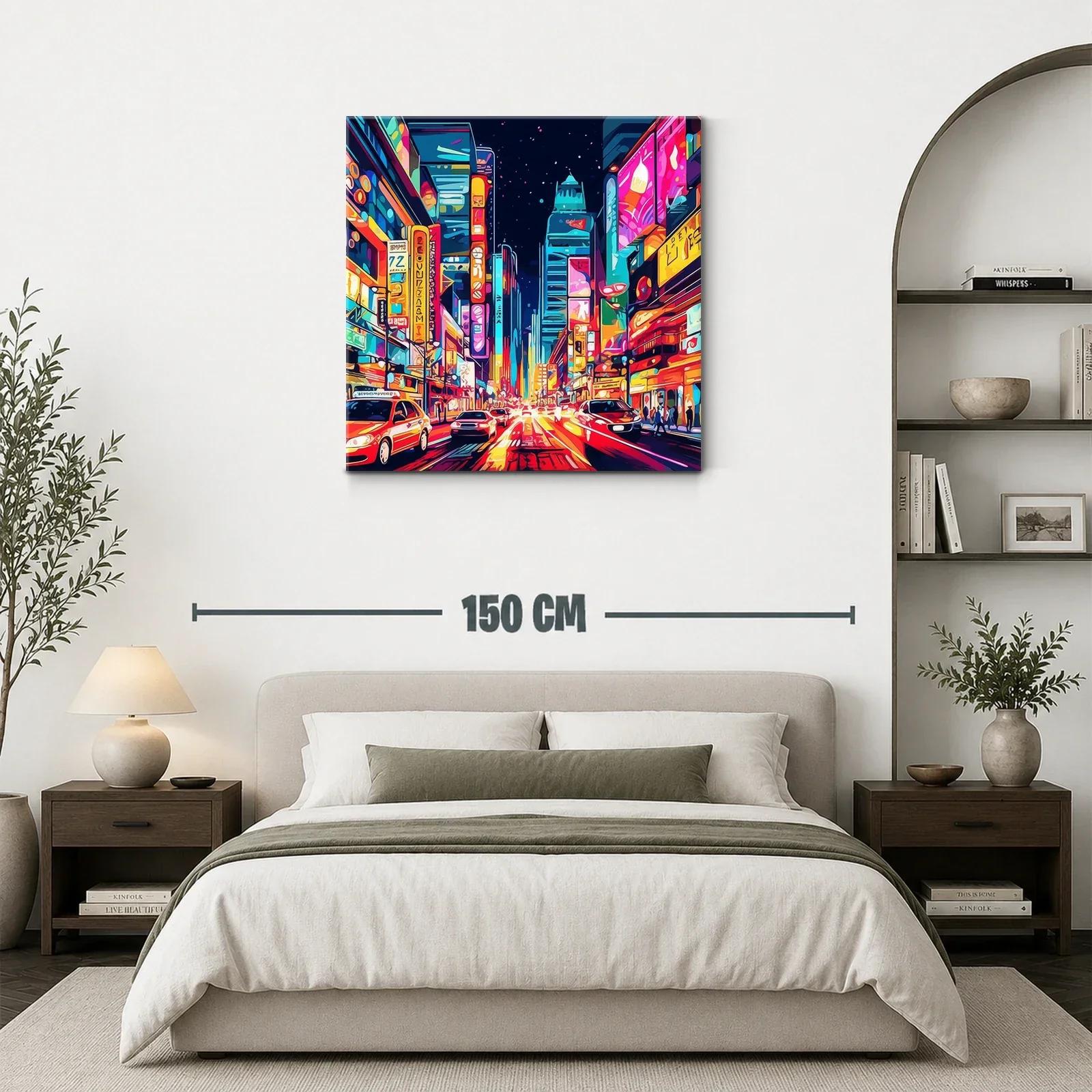 Luces vibrantes de ciudad nocturna en arte moderno — miniatura 3