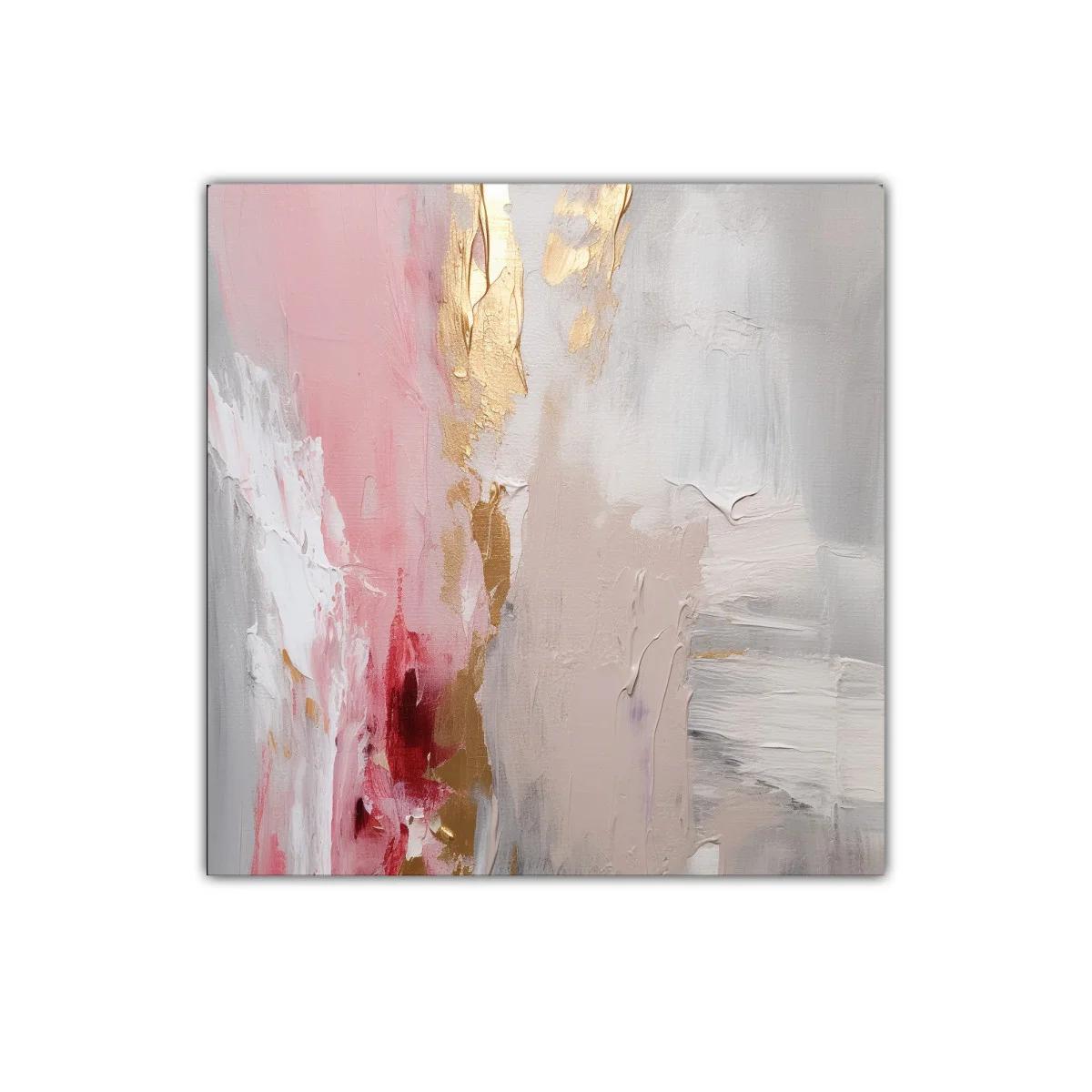 Cuadro abstracto en tonos rosas y dorados elegantes