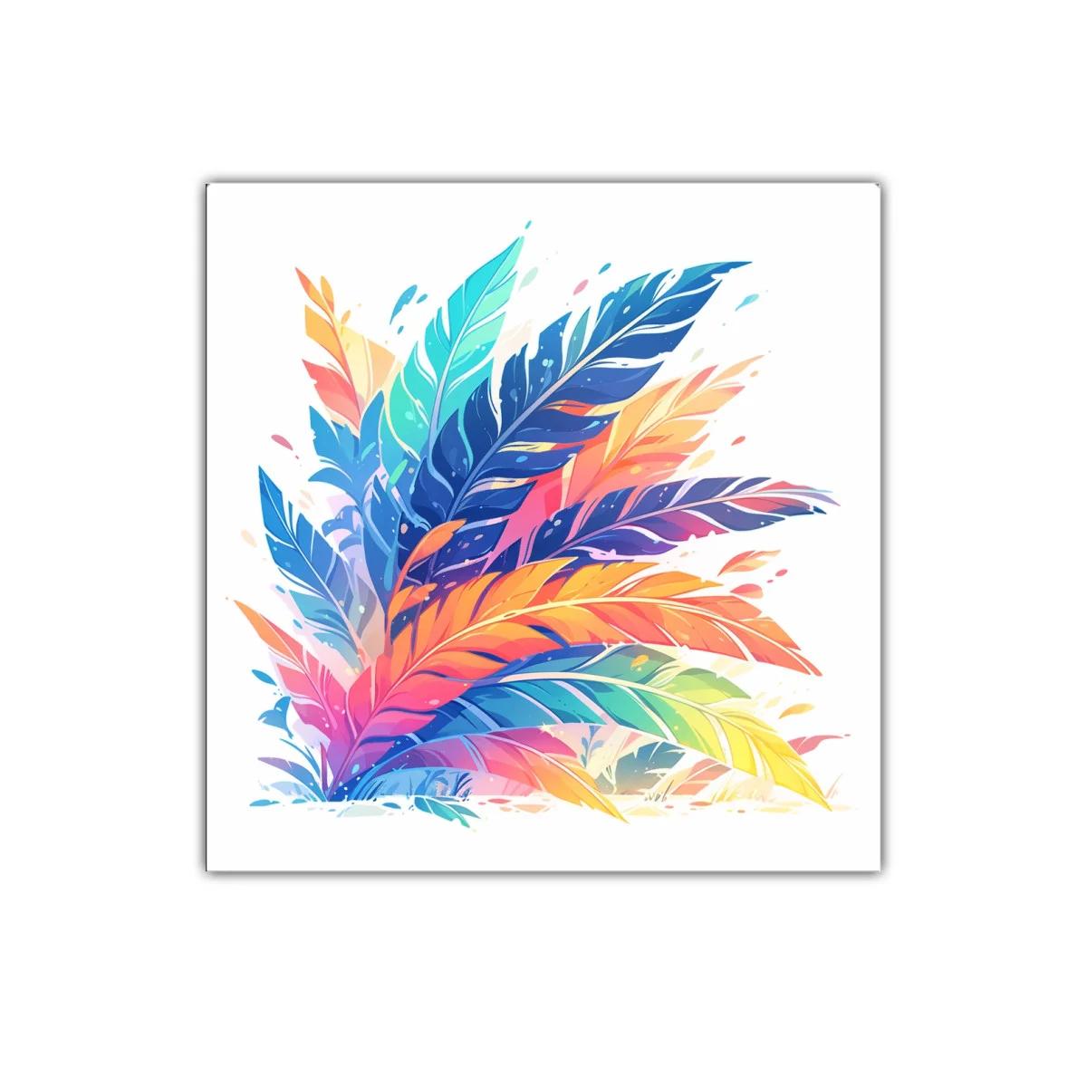 Cuadro decorativo con plumas coloridas y vibrantes — imagen principal