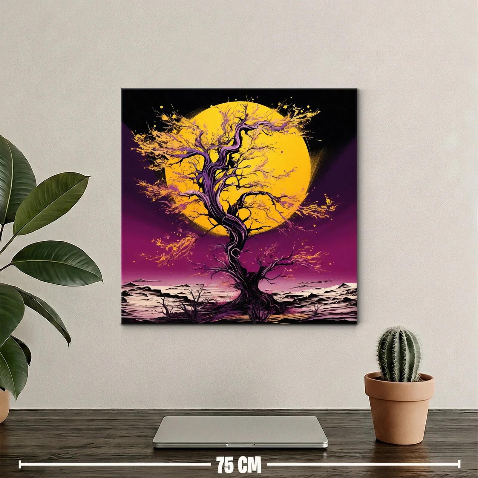 Árbol Fantástico con Luna Amarilla y Cielo Púrpura — miniatura 2