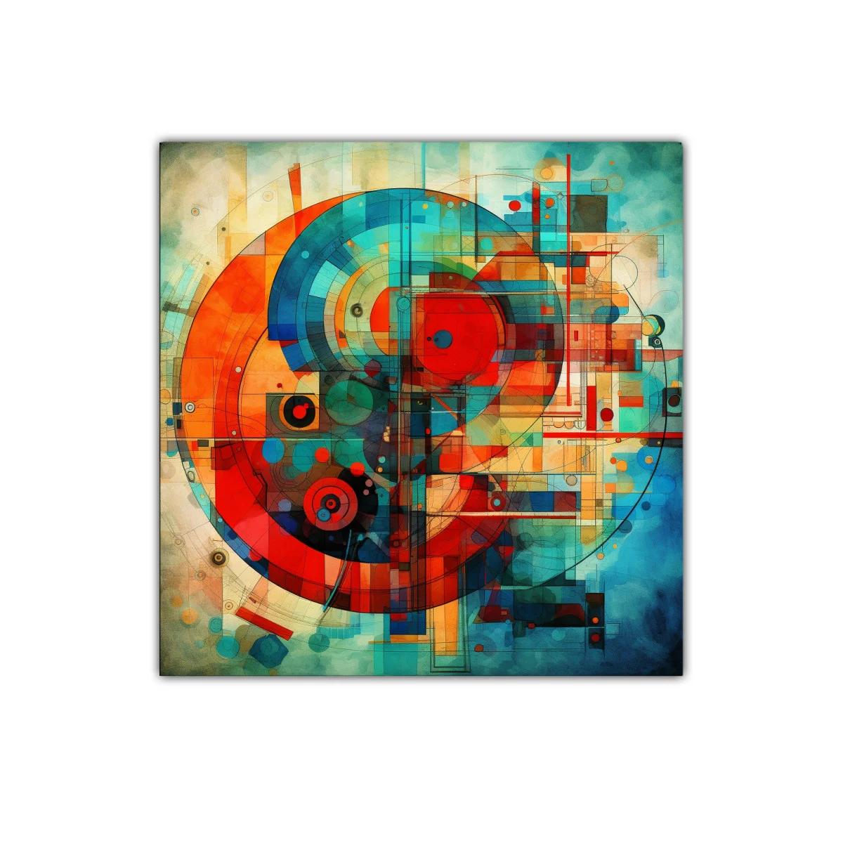 Composición geométrica con colores vibrantes y círculos superpuestos