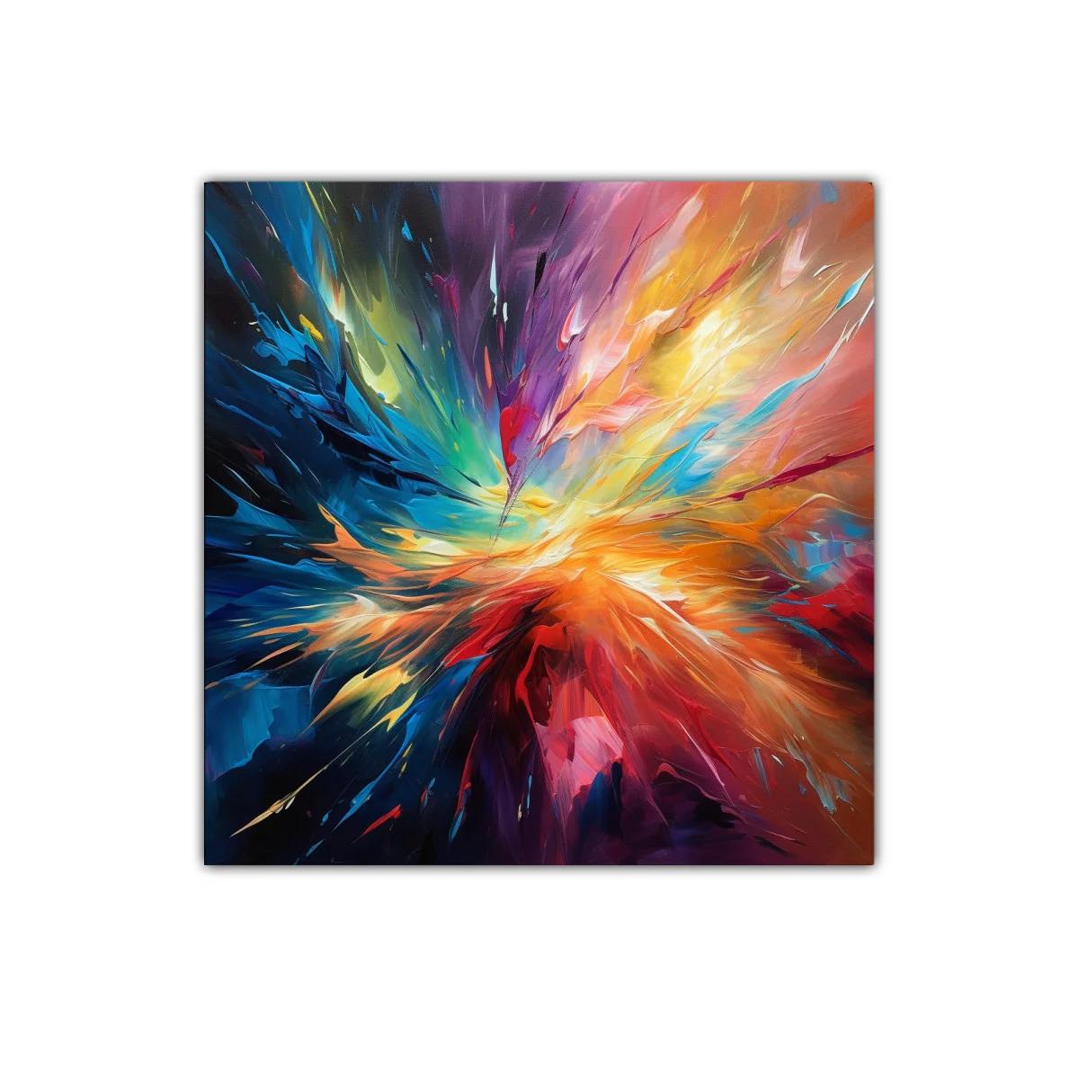 Cuadro abstracto con explosión de color vibrante y energía