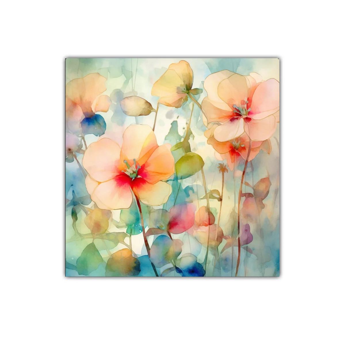 Cuadro decorativo con flores en tonos suaves y acuarelados — imagen principal