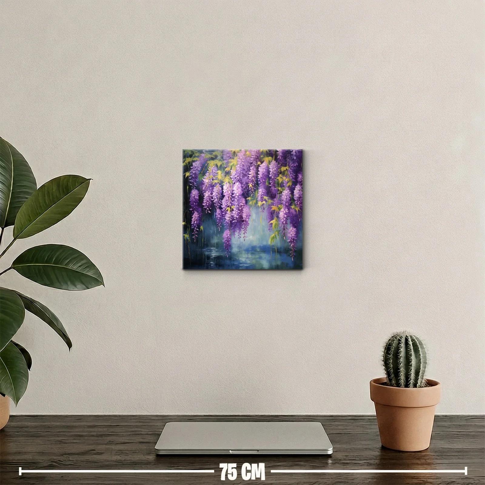 Cuadro decorativo con cascada de flores en tonos púrpura — miniatura 2