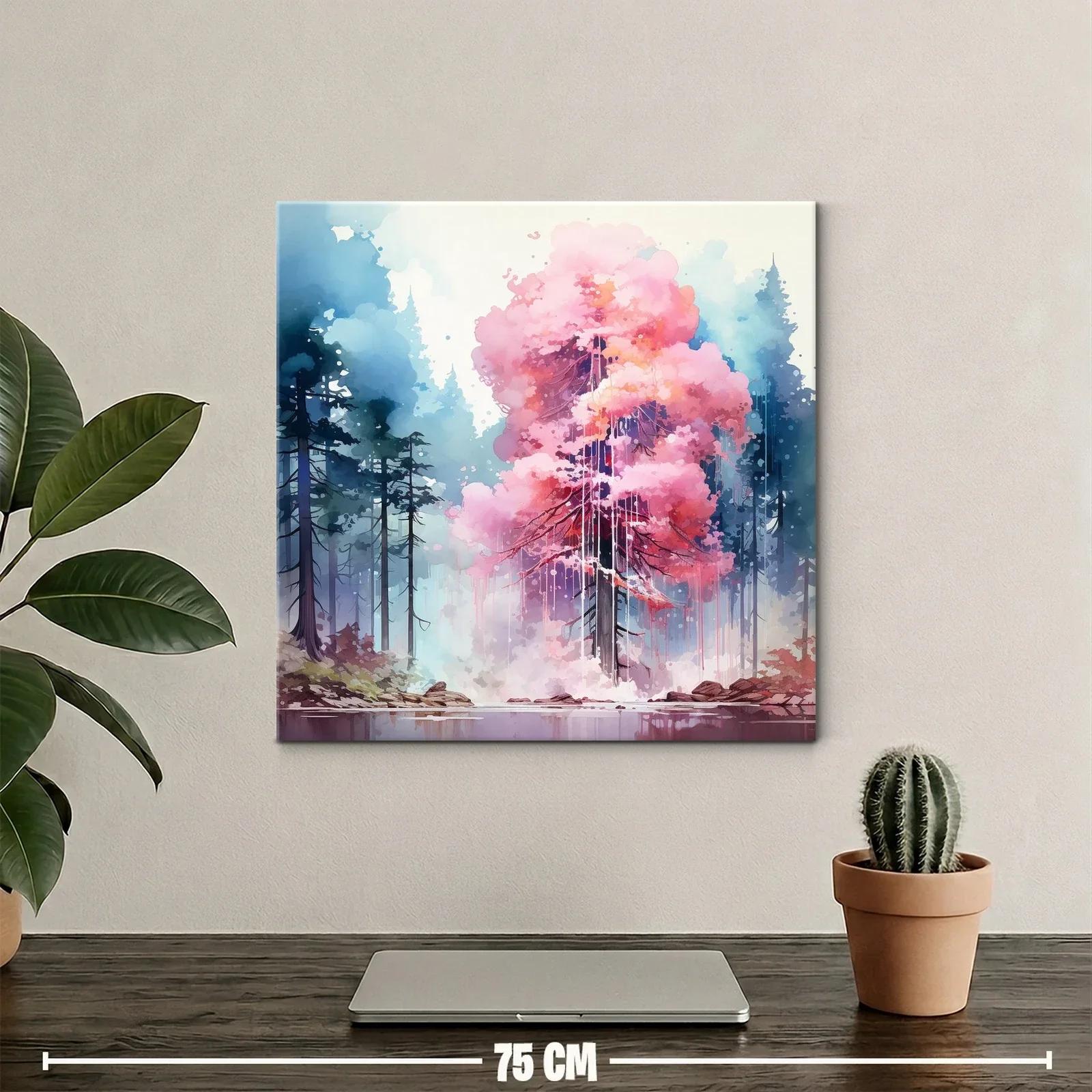 Árbol rosa vibrante en bosque de ensueño matutino — miniatura 2
