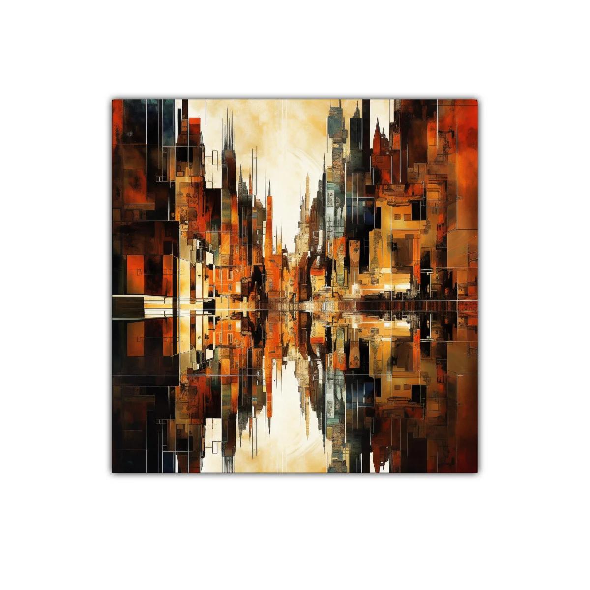 Impactante composición abstracta en tonos cálidos urbanos