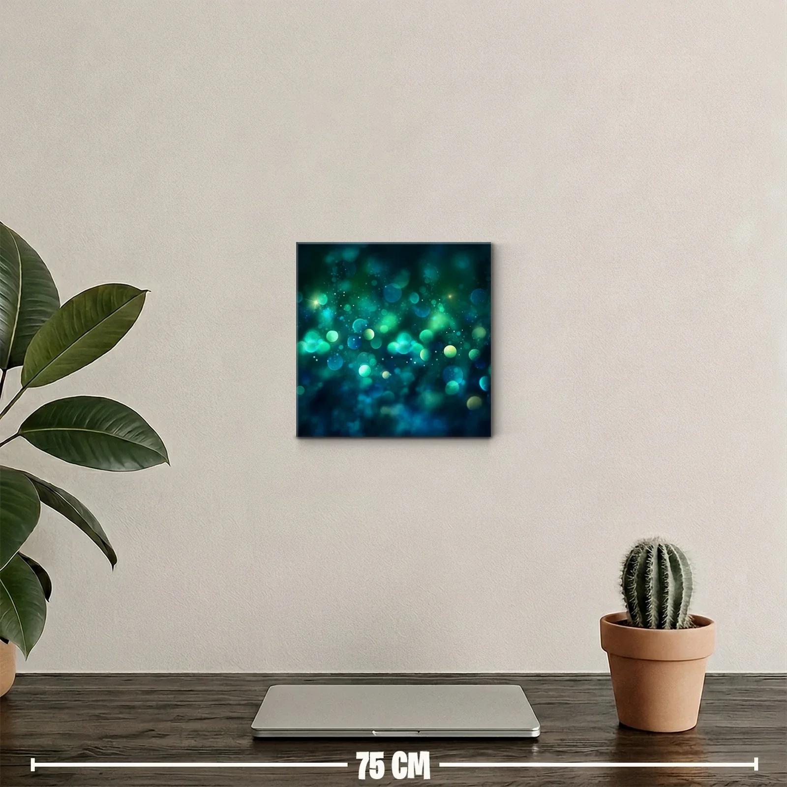 Cuadro decorativo con luces y burbujas en tonos verdes y azules — miniatura 2
