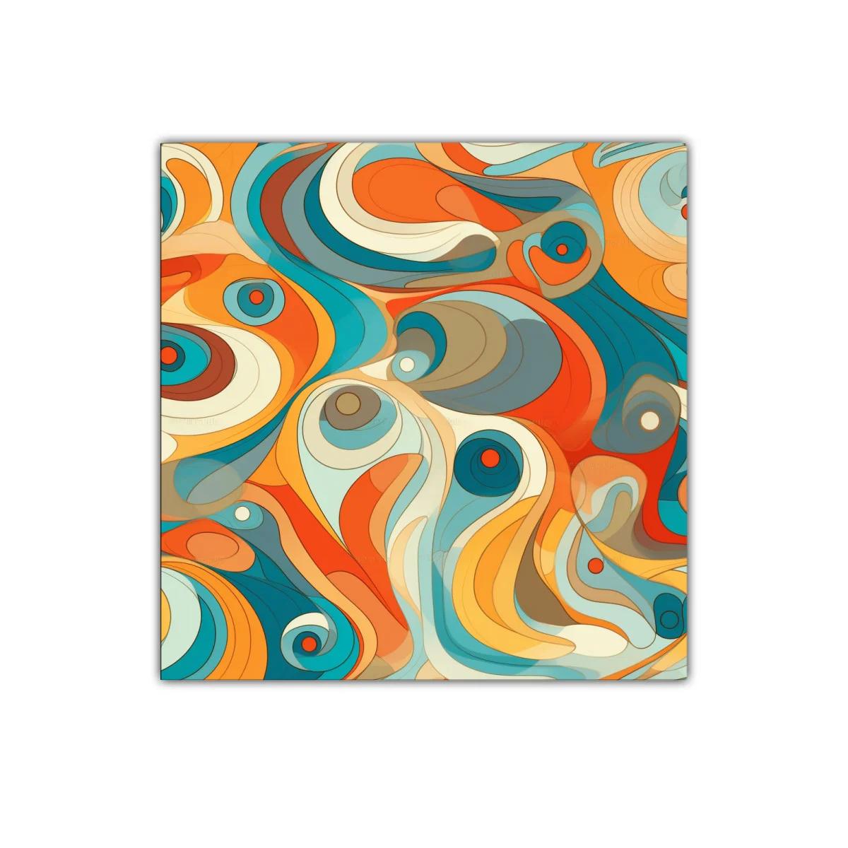 Composición Abstracta en Tonos Cálidos y Azules Vibrantes — miniatura 1