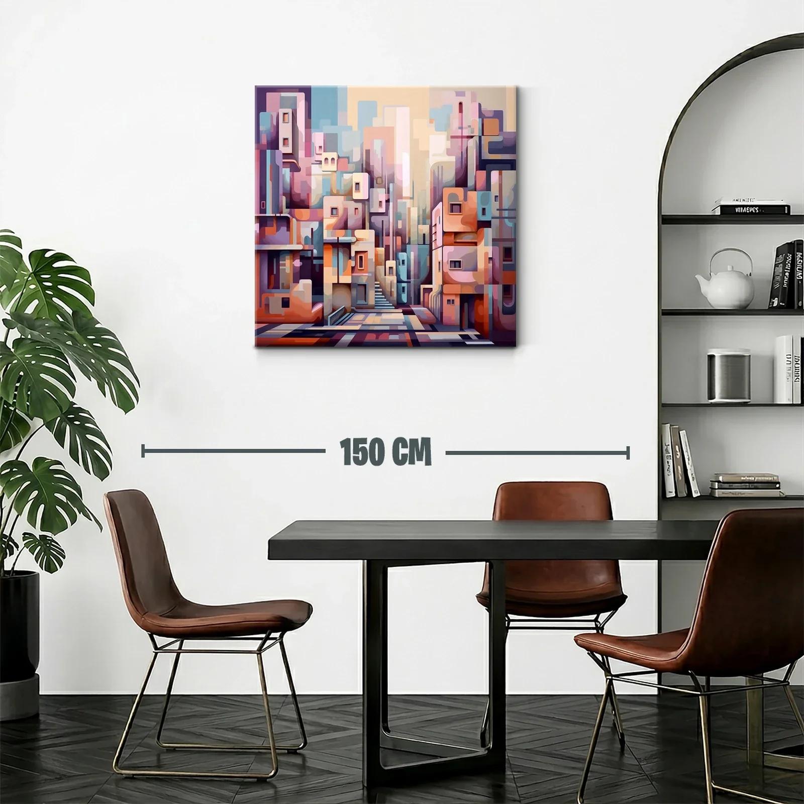 Composición urbana abstracta en tonos pastel y cálidos — miniatura 2