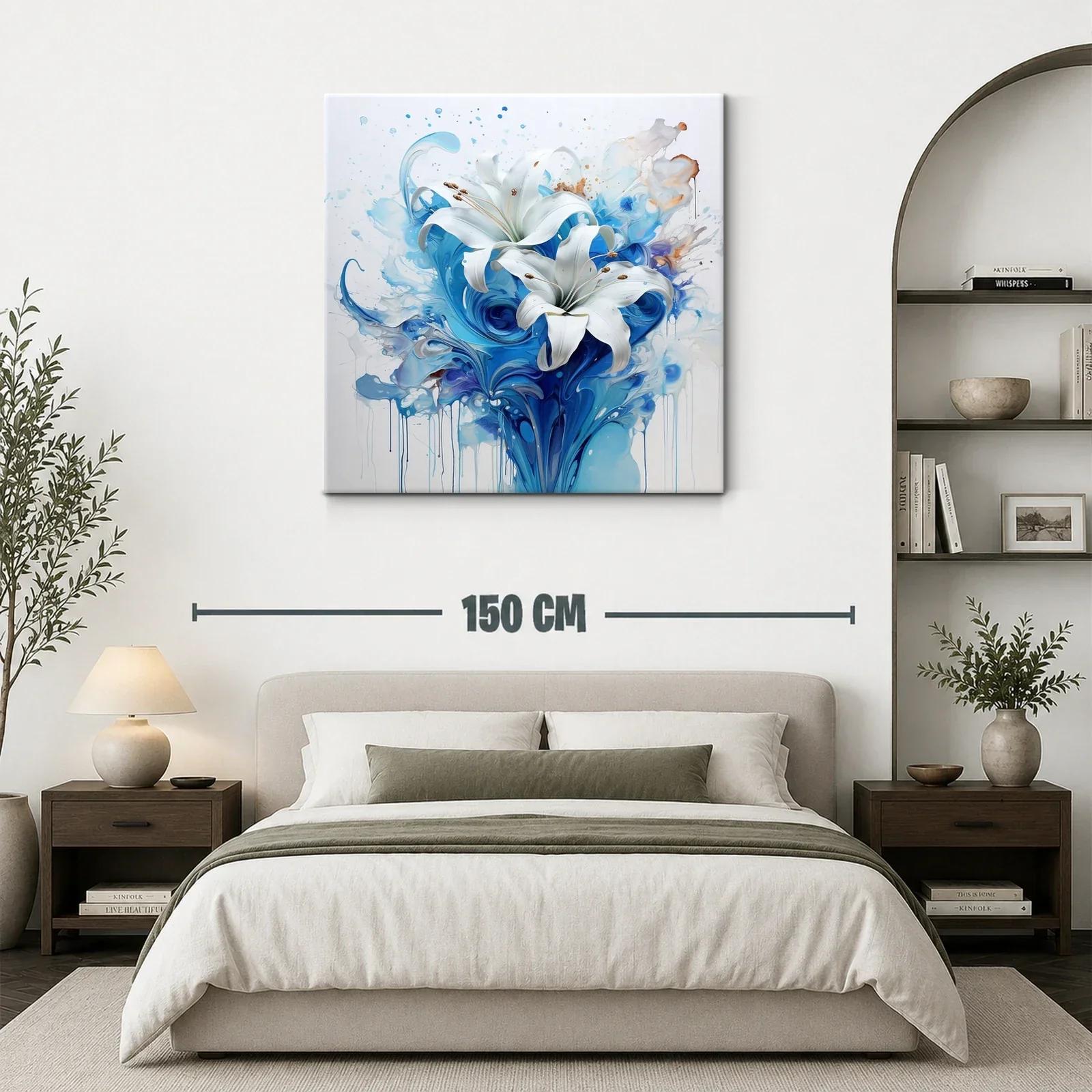 Elegancia floral en tonos azules y blanco puro — miniatura 3