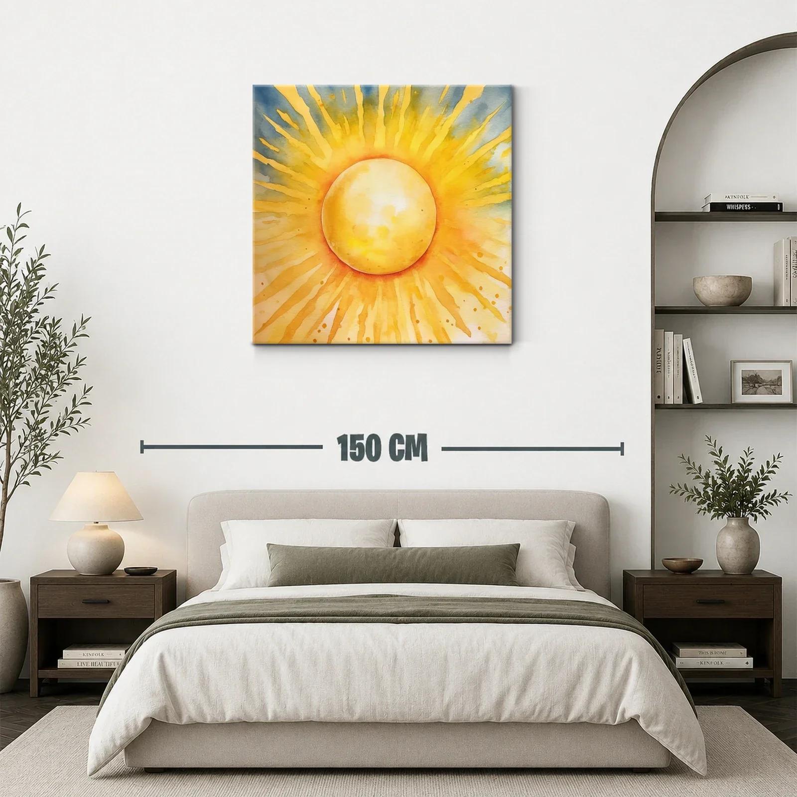 Cuadro vibrante con sol radiante en tonos cálidos — miniatura 3