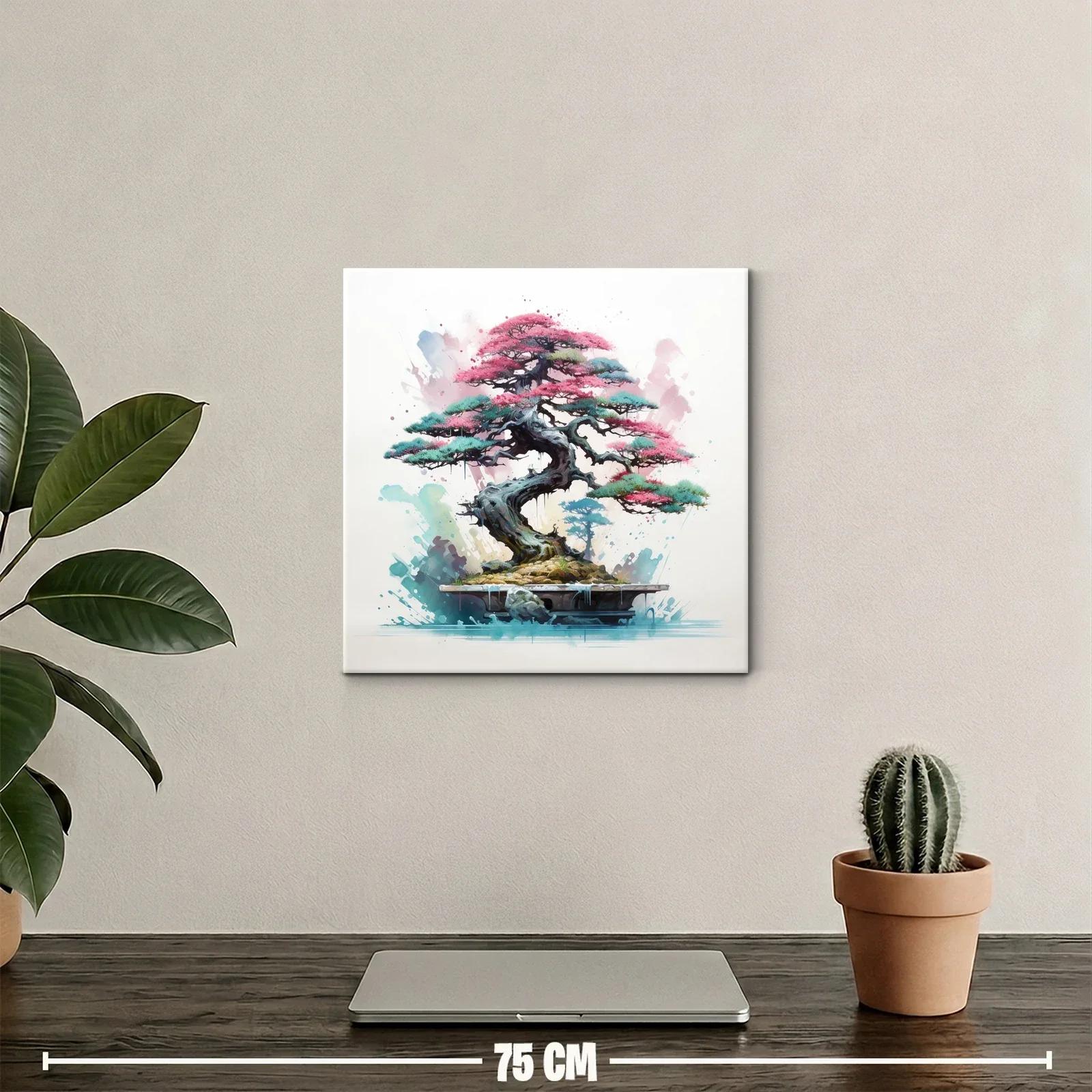 Árbol bonsái vibrante con tonos rosas y verdes — miniatura 2
