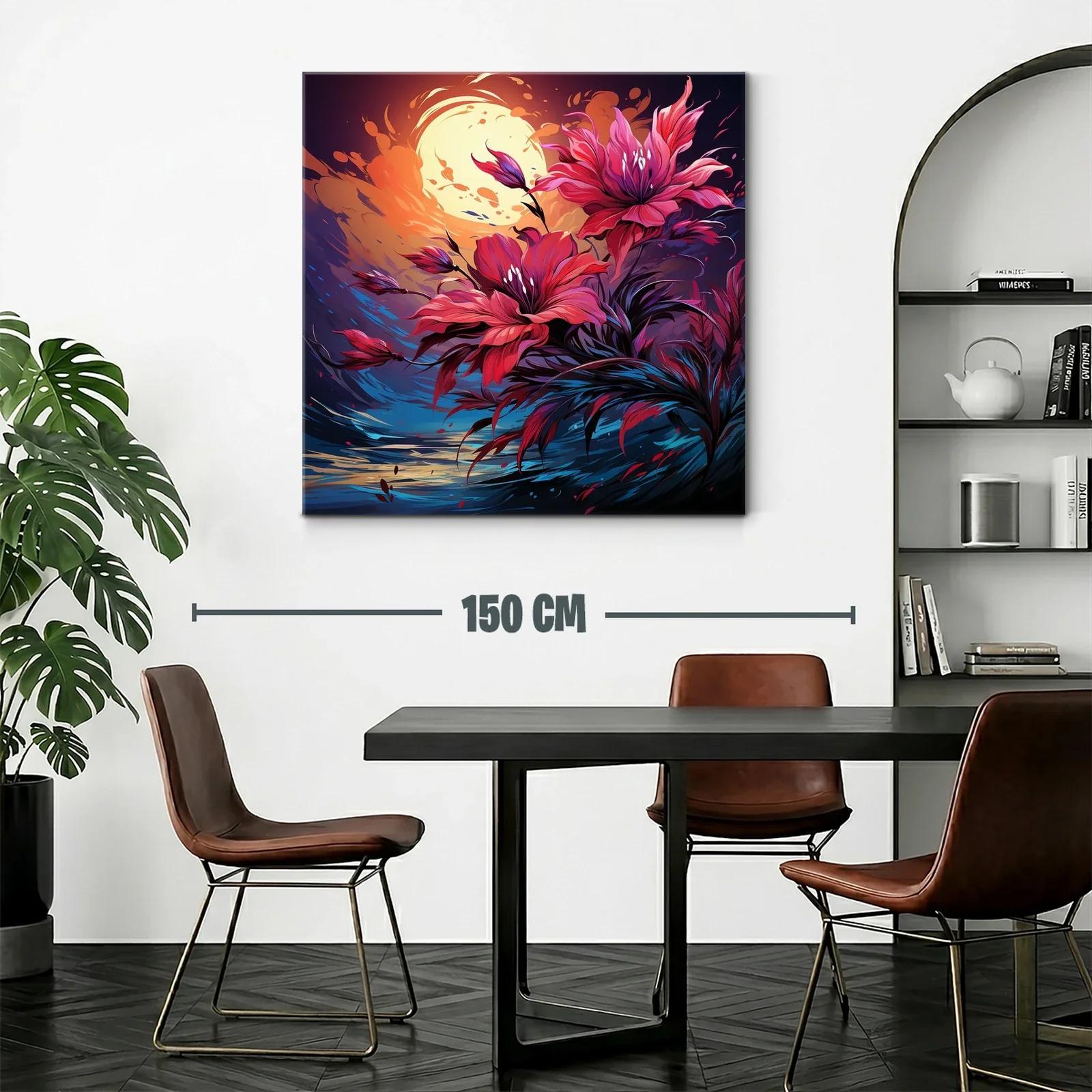Flores vibrantes bajo la luz intensa de la luna llena — miniatura 2