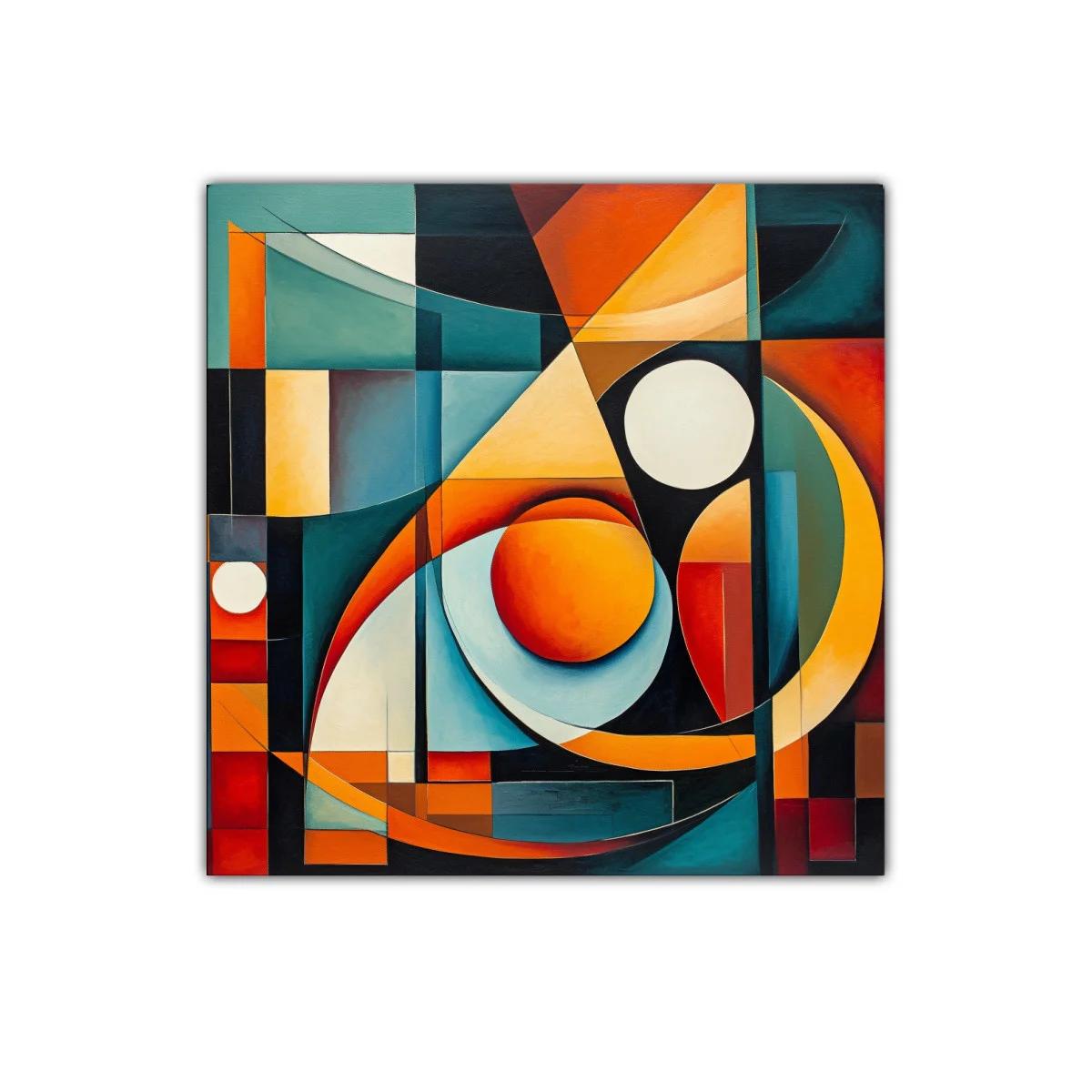 Composición abstracta con formas circulares y colores vibrantes