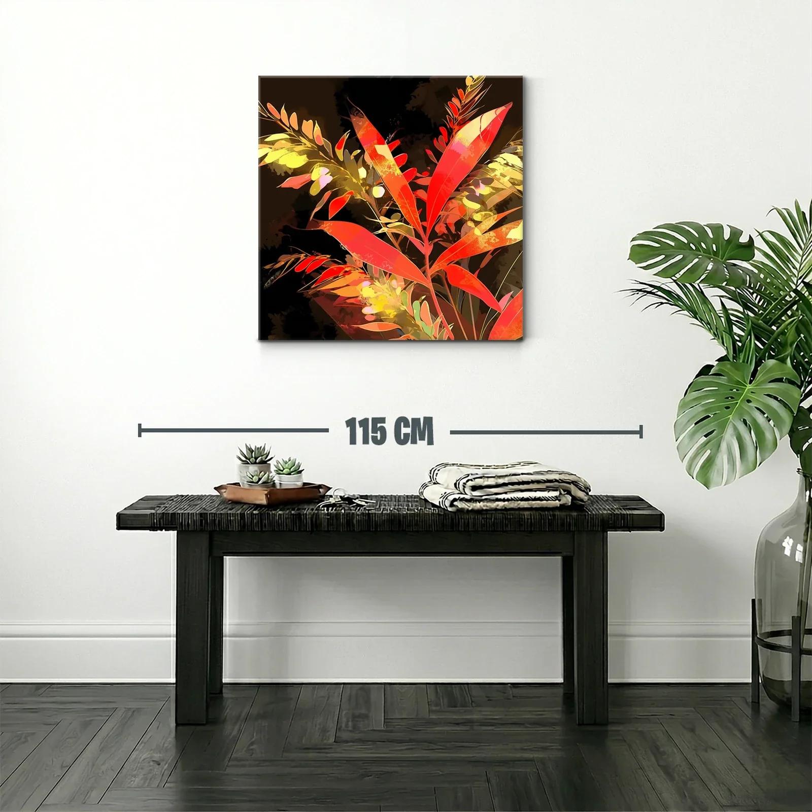 Composición floral vibrante con hojas en tonos rojos y amarillos — miniatura 2