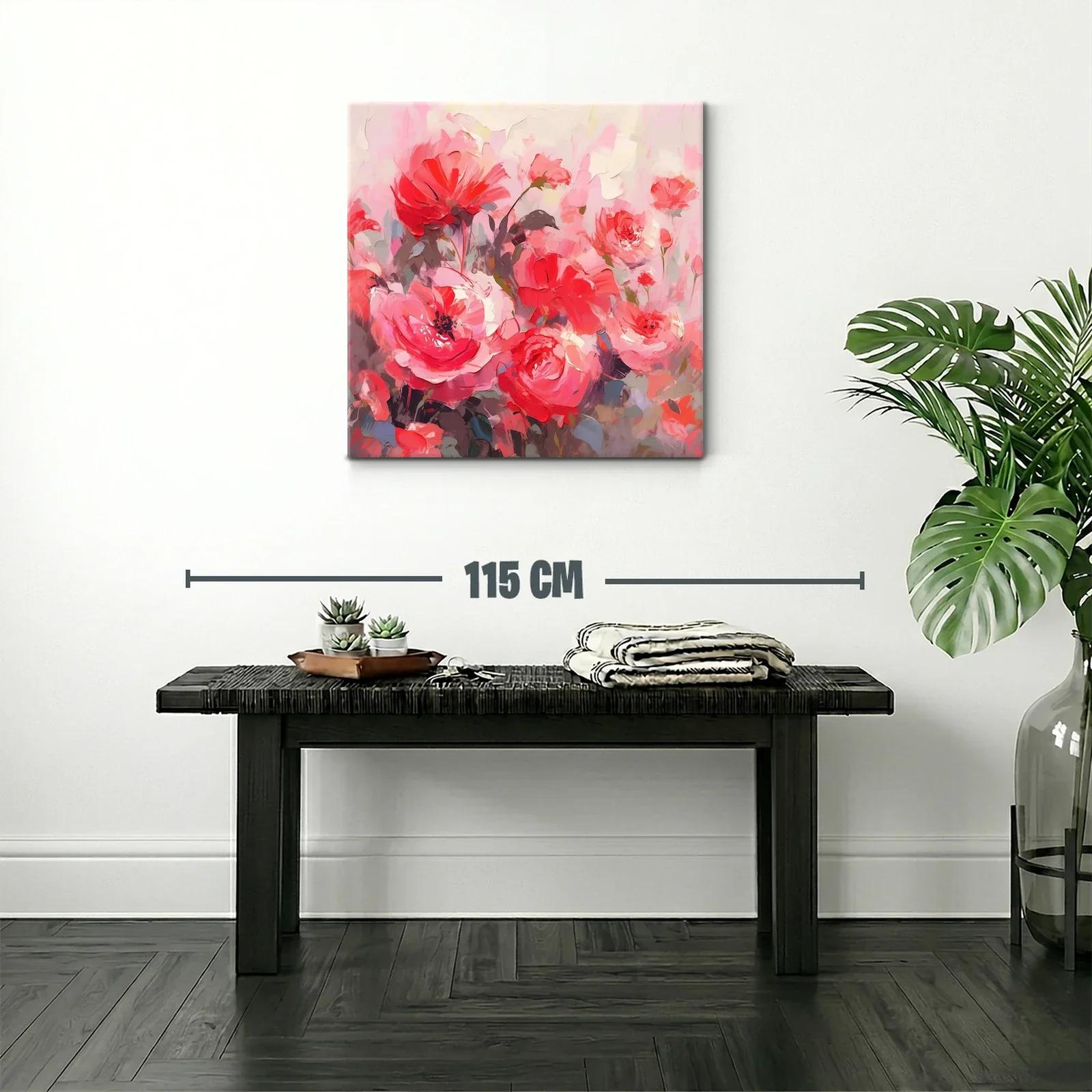 Cuadro floral con explosión de rosas en tonos rojos y rosas — miniatura 2