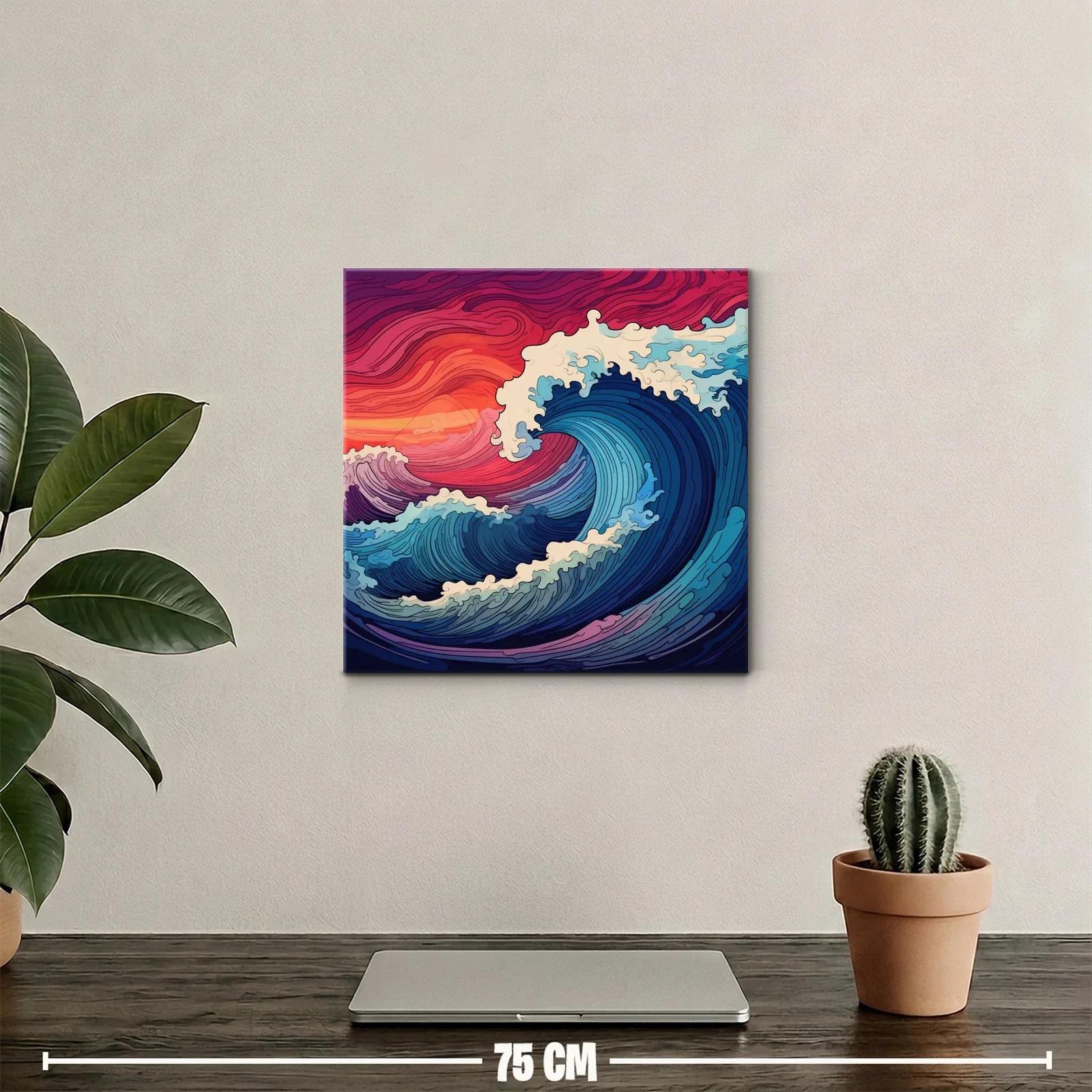 Olas dinámicas en atardecer vibrante y mar profundo — miniatura 2