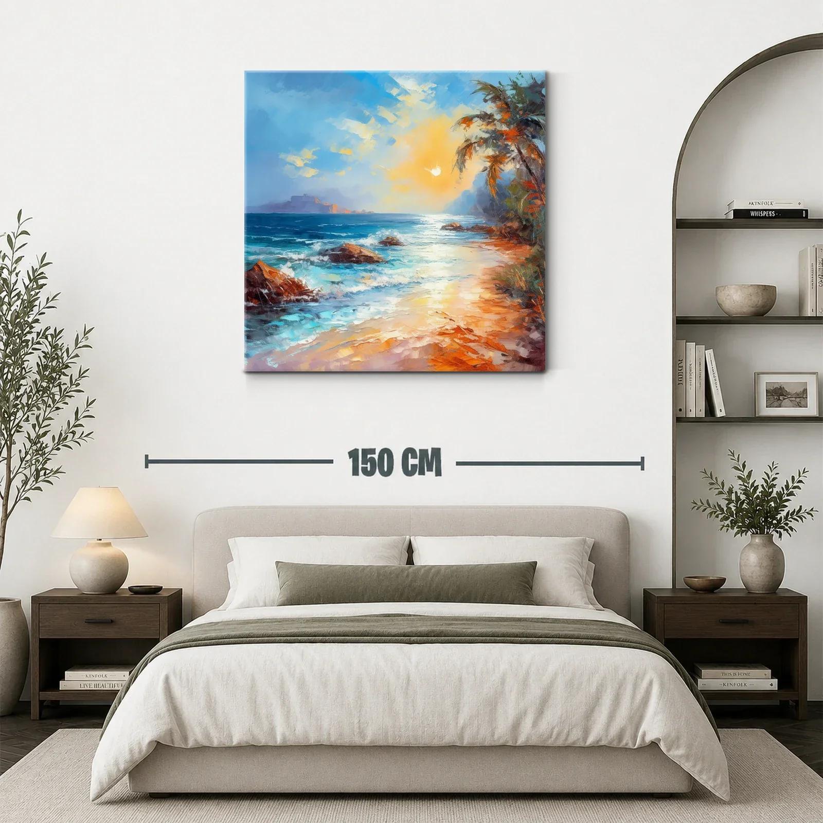 Atardecer brillante en costa tropical con palmeras — miniatura 3