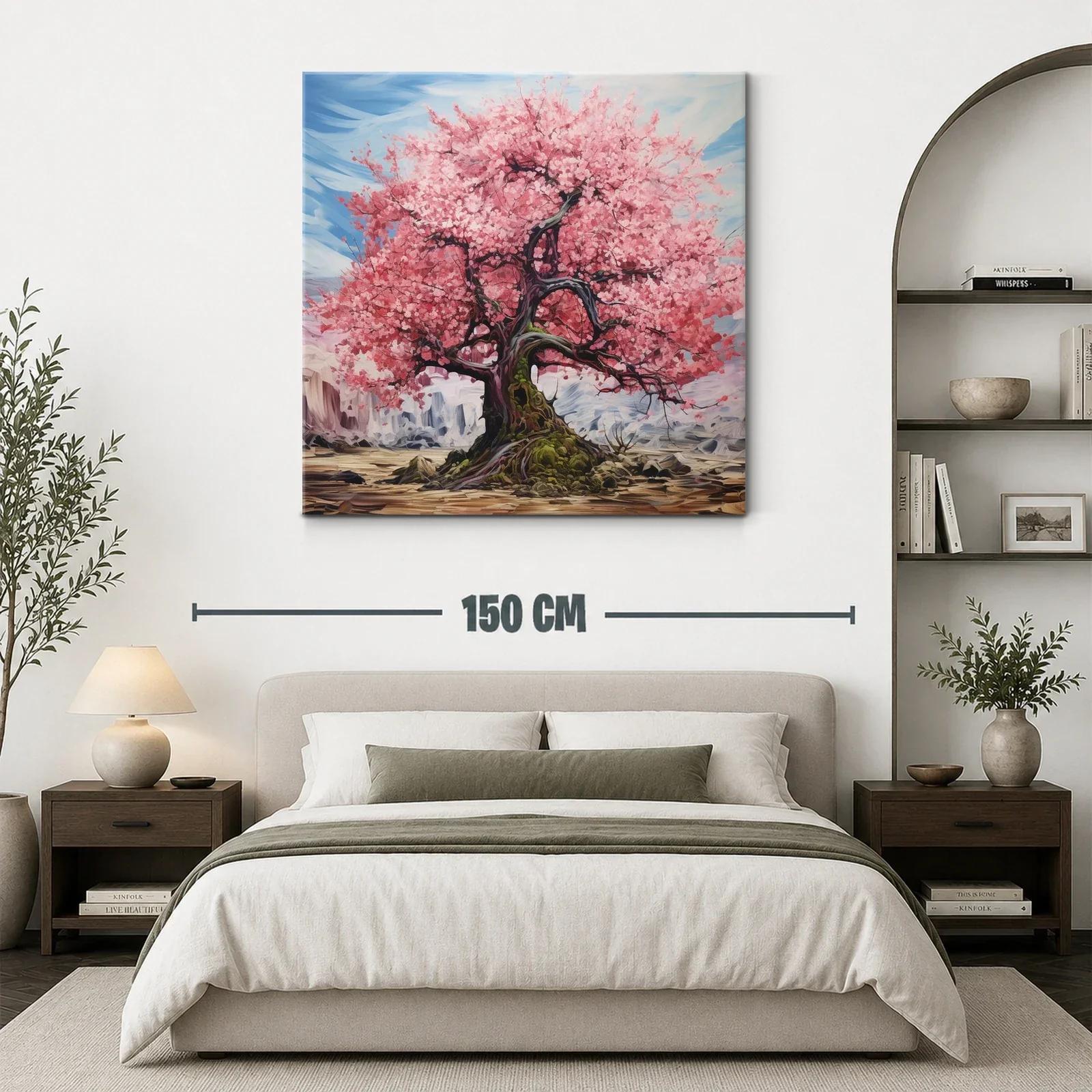 Árbol de Cerezo en Flor sobre Paisaje Montañoso — miniatura 3
