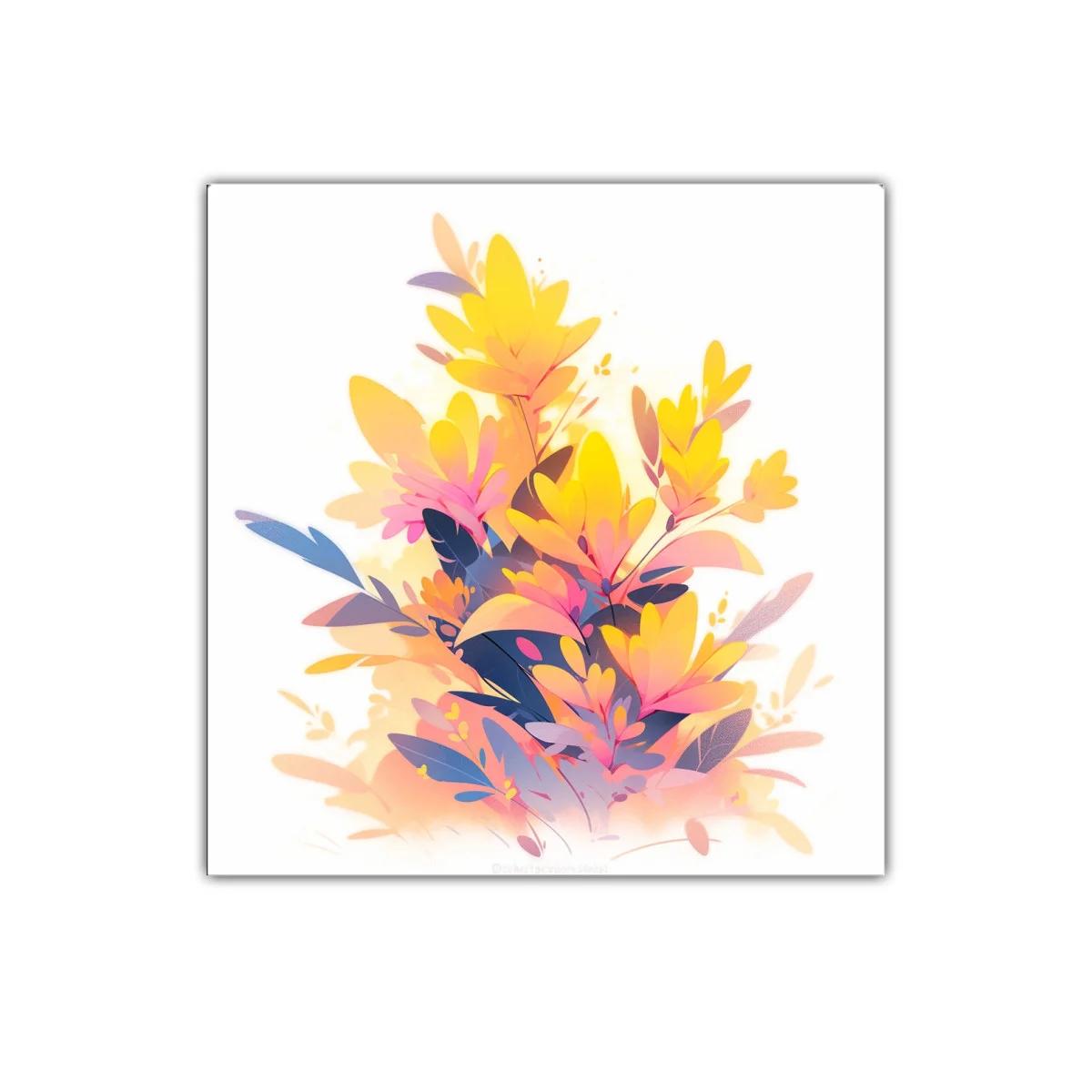 Cuadro decorativo con flores en tonos vibrantes y cálidos