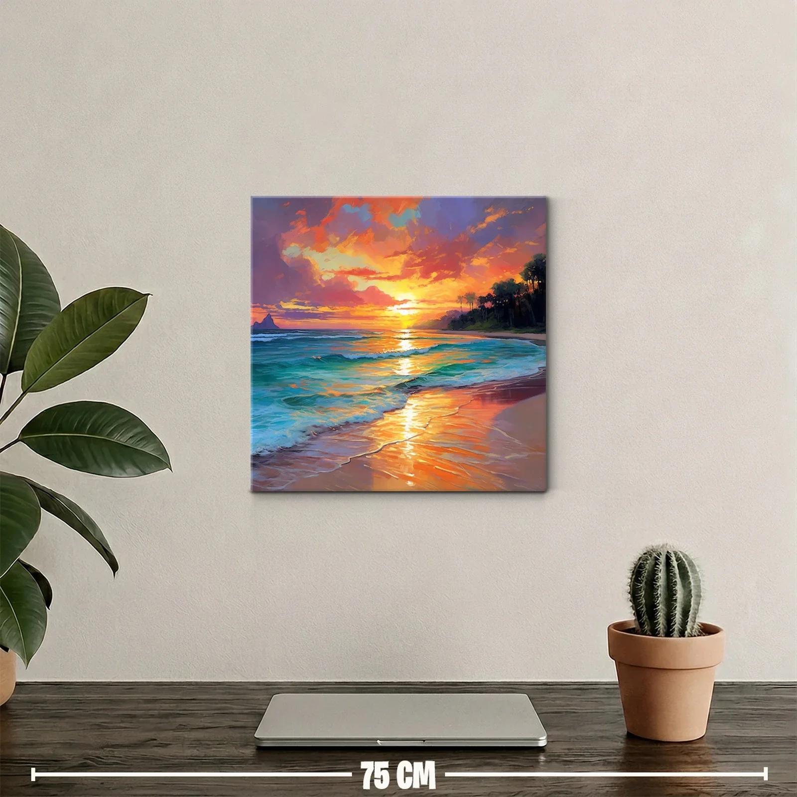 Atardecer vibrante en playa tropical con reflejos dorados — miniatura 2