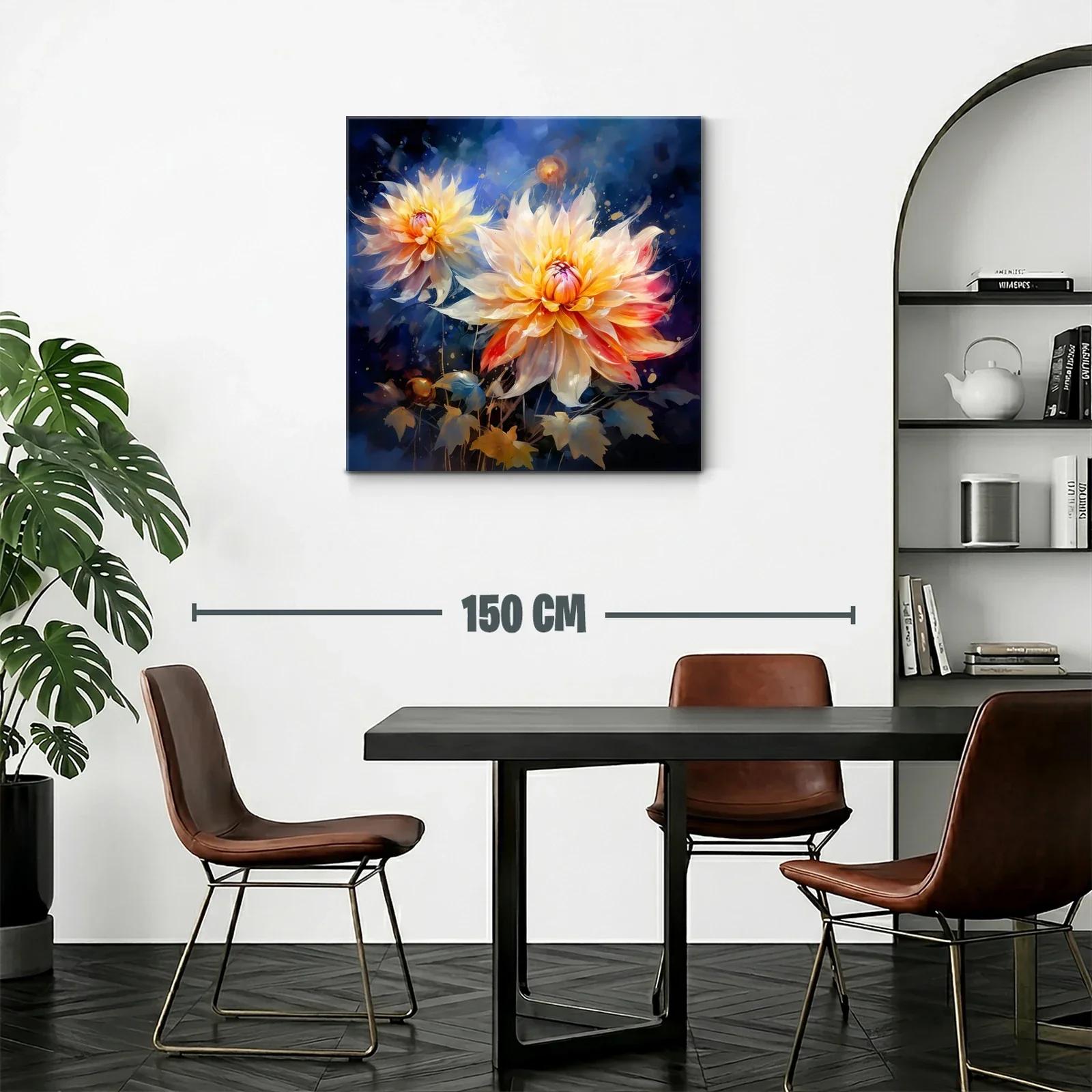 Flores en tonos cálidos con fondo azul profundo y vibrante — miniatura 2