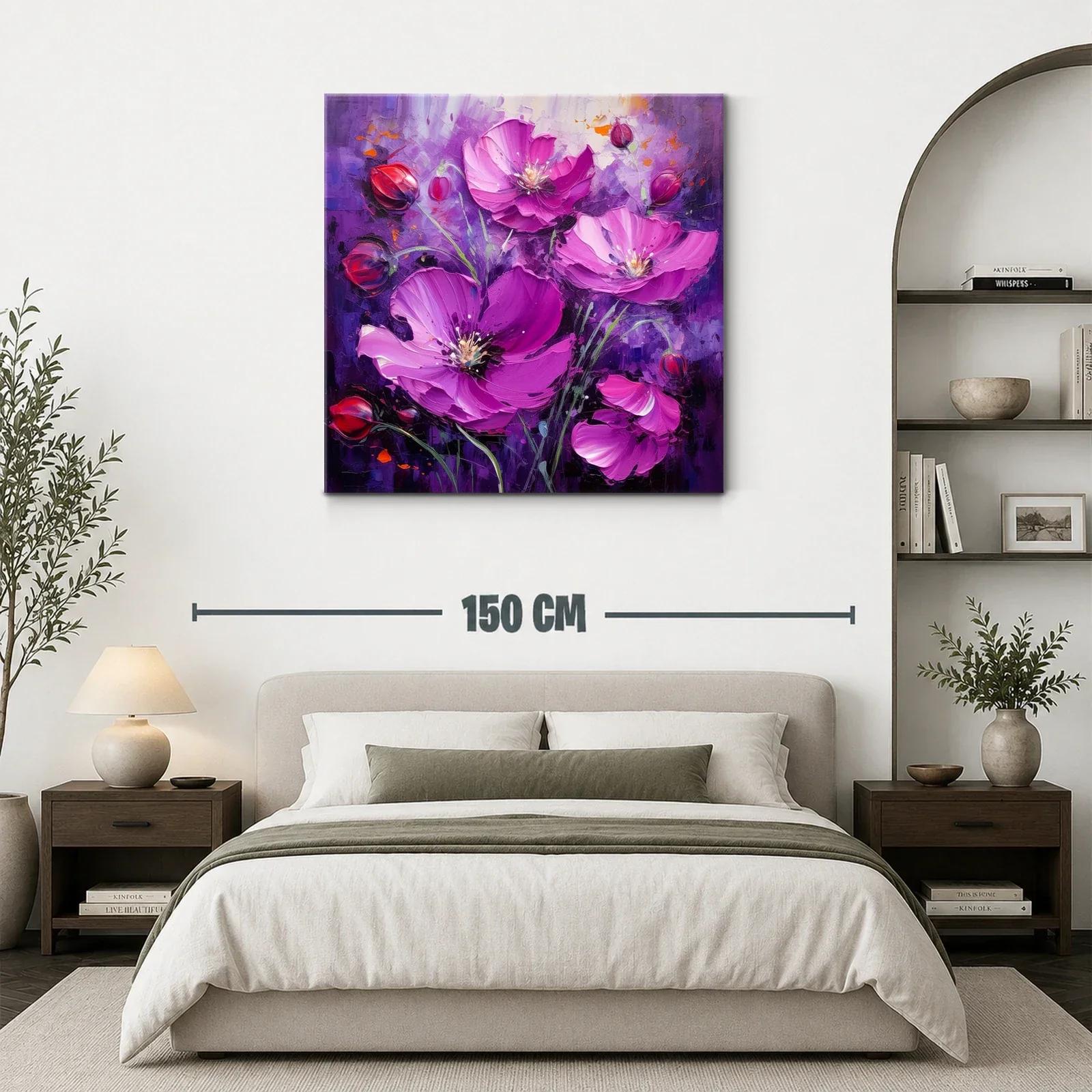 Cuadro floral en tonos violetas y fucsias vibrantes — miniatura 3