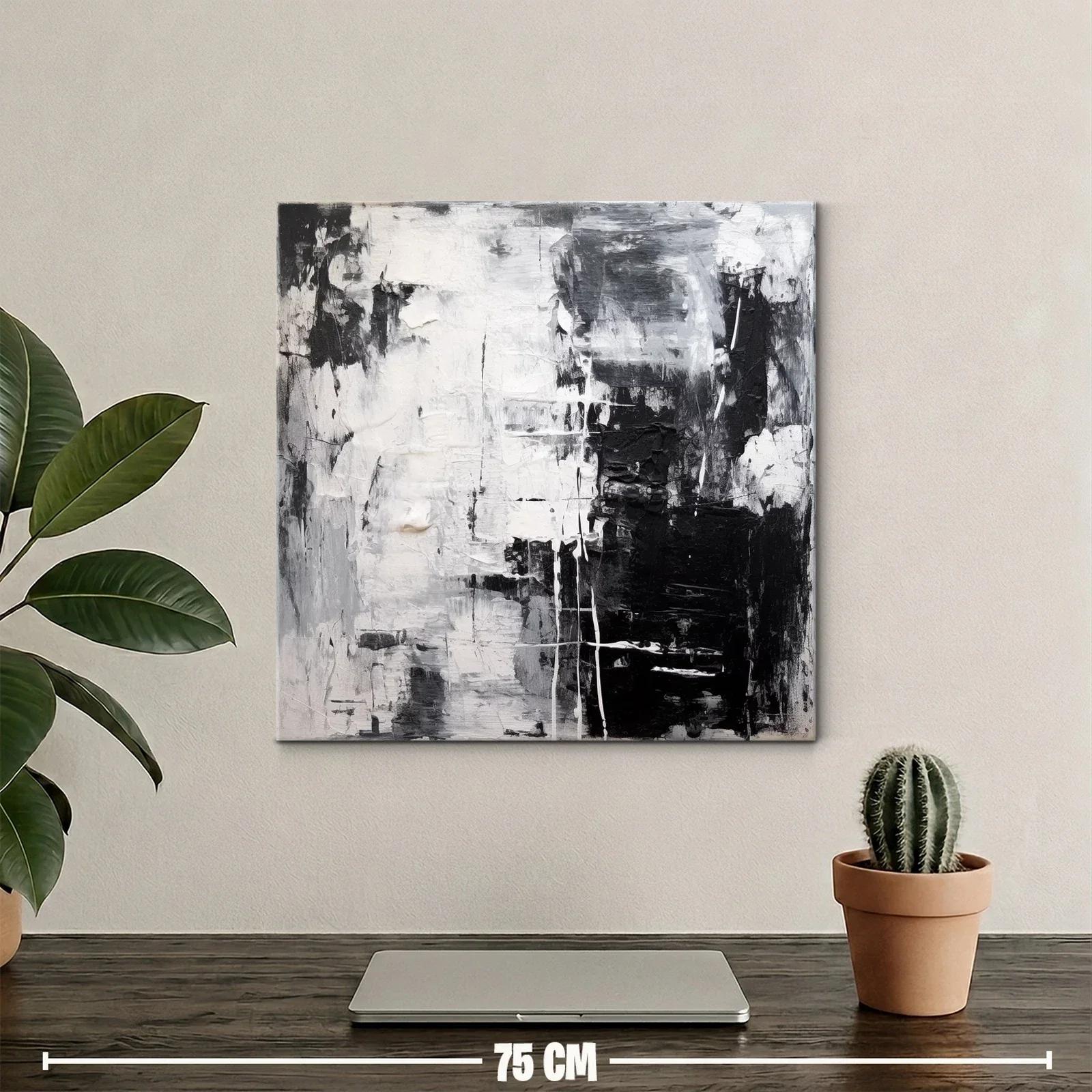 Cuadro abstracto en blanco y negro para ambientes modernos — miniatura 2