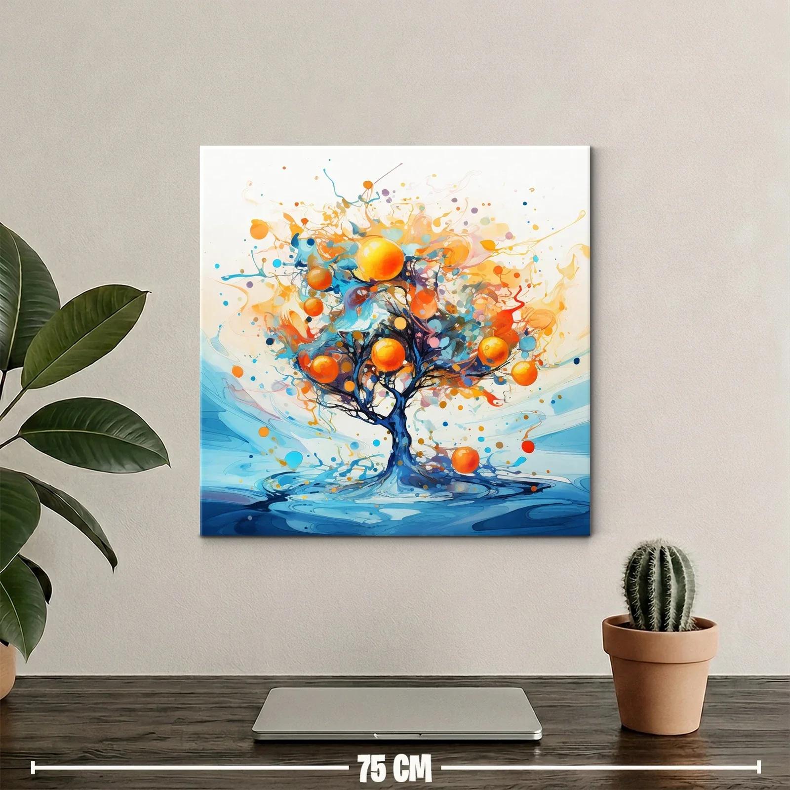Árbol vibrante con frutos anaranjados sobre fondo azul — miniatura 2
