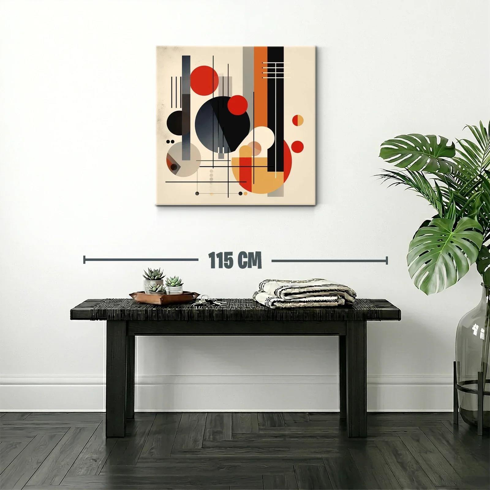 Composición abstracta con formas geométricas en tonos cálidos y negros — miniatura 2
