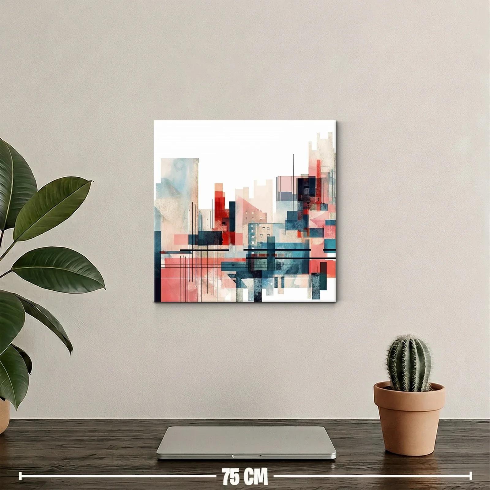 Composición abstracta urbana con tonos cálidos y fríos — miniatura 2