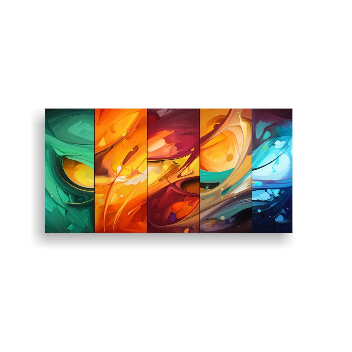 Cuadro de formas fluidas abstractas en paneles verticales