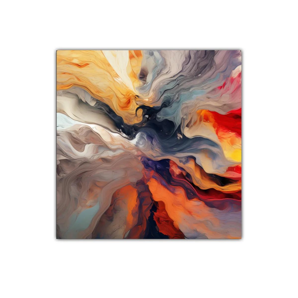 Cuadro abstracto con vibrantes tonos cálidos y fríos — imagen principal