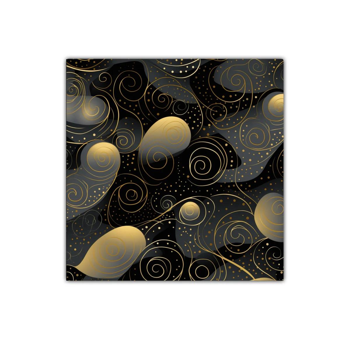 Diseño abstracto con espirales doradas sobre fondo oscuro