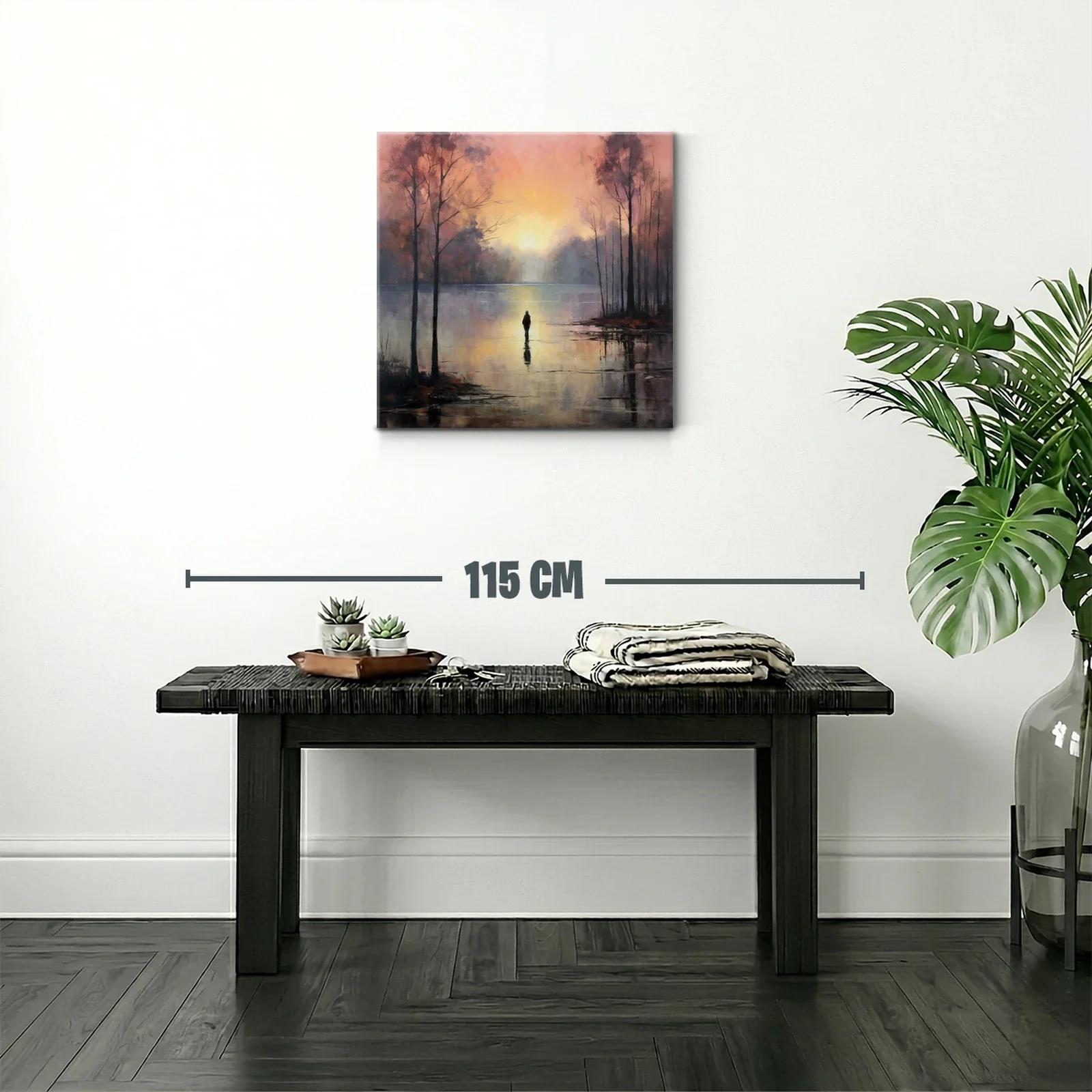 Paisaje sereno al amanecer con figura solitaria — miniatura 2