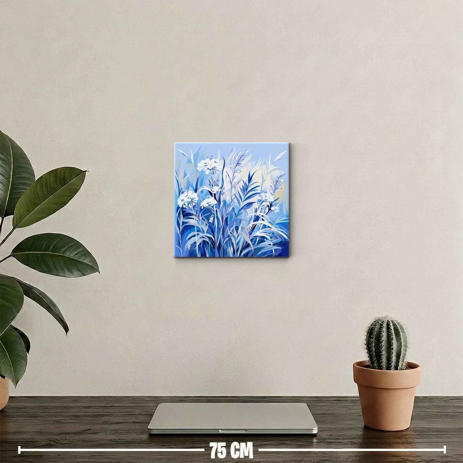 Flores y hojas en tonos azules para un ambiente sereno — miniatura 2