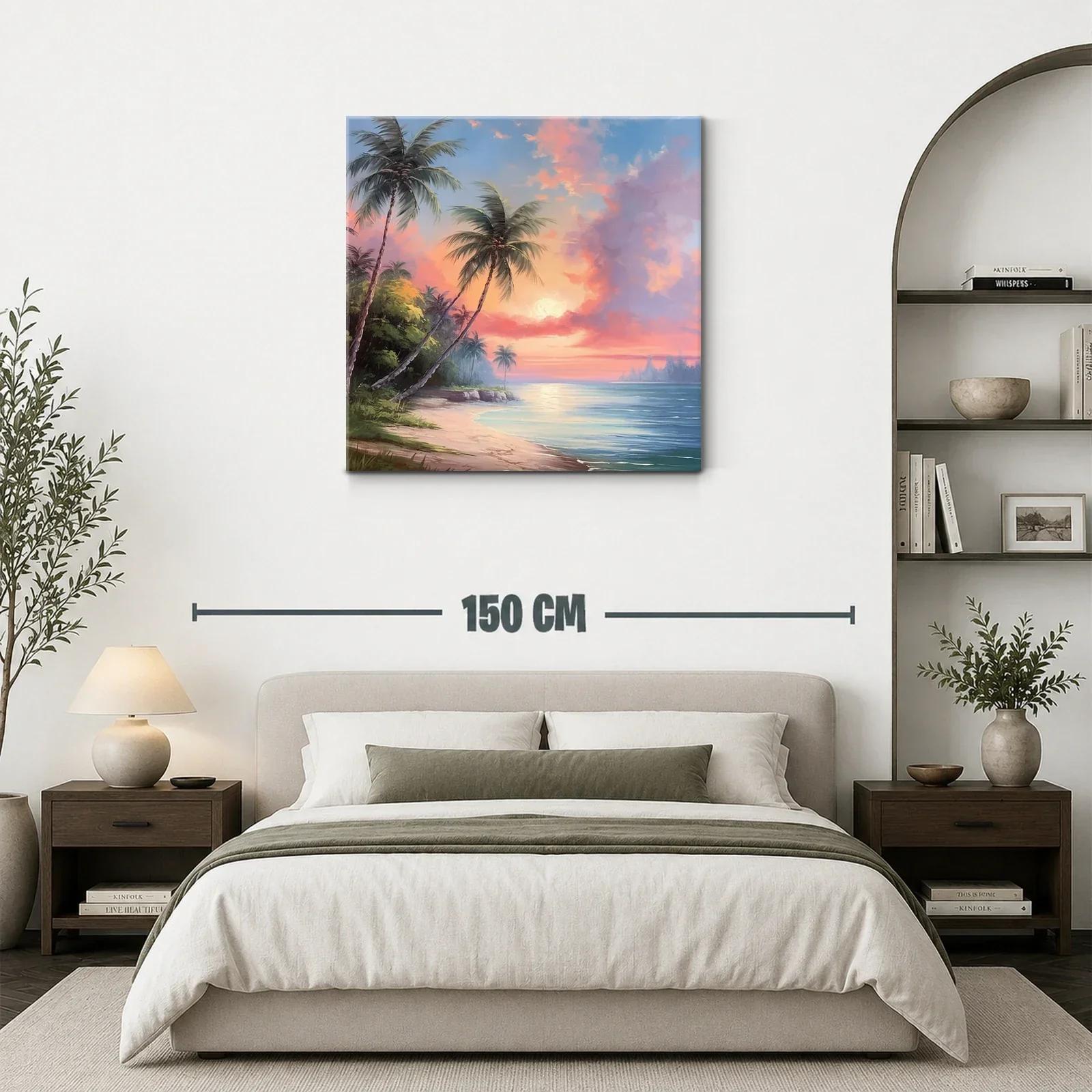 Atardecer tropical con palmeras junto al mar — miniatura 3