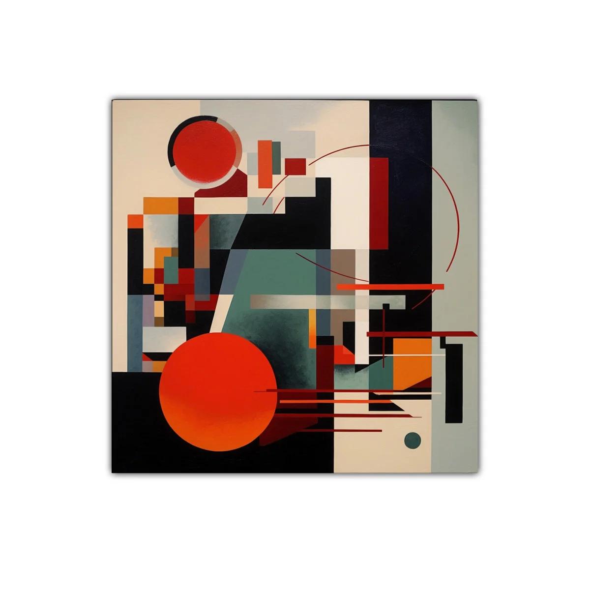 Composición geométrica con círculos y líneas en tonos cálidos — imagen principal