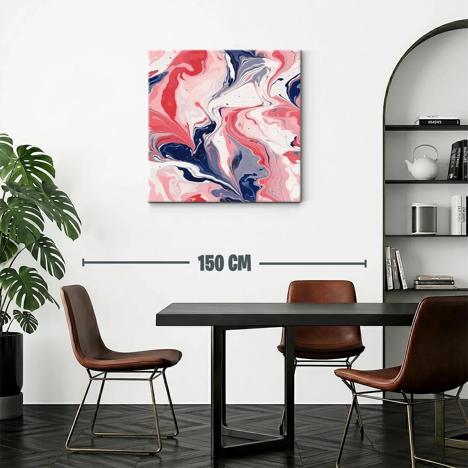 Cuadro abstracto con fluidas formas en tonos rosa y azul — miniatura 2