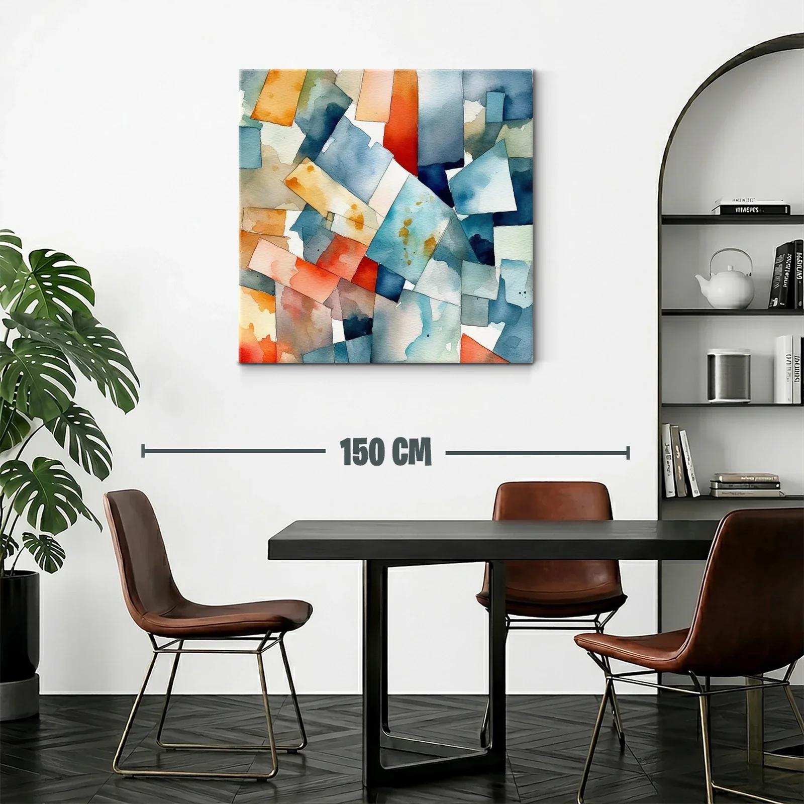 Composición abstracta con tonos cálidos y fríos vibrantes — miniatura 2