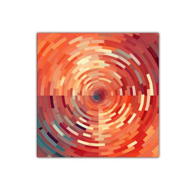 Composición circular con tonos cálidos y vibrantes