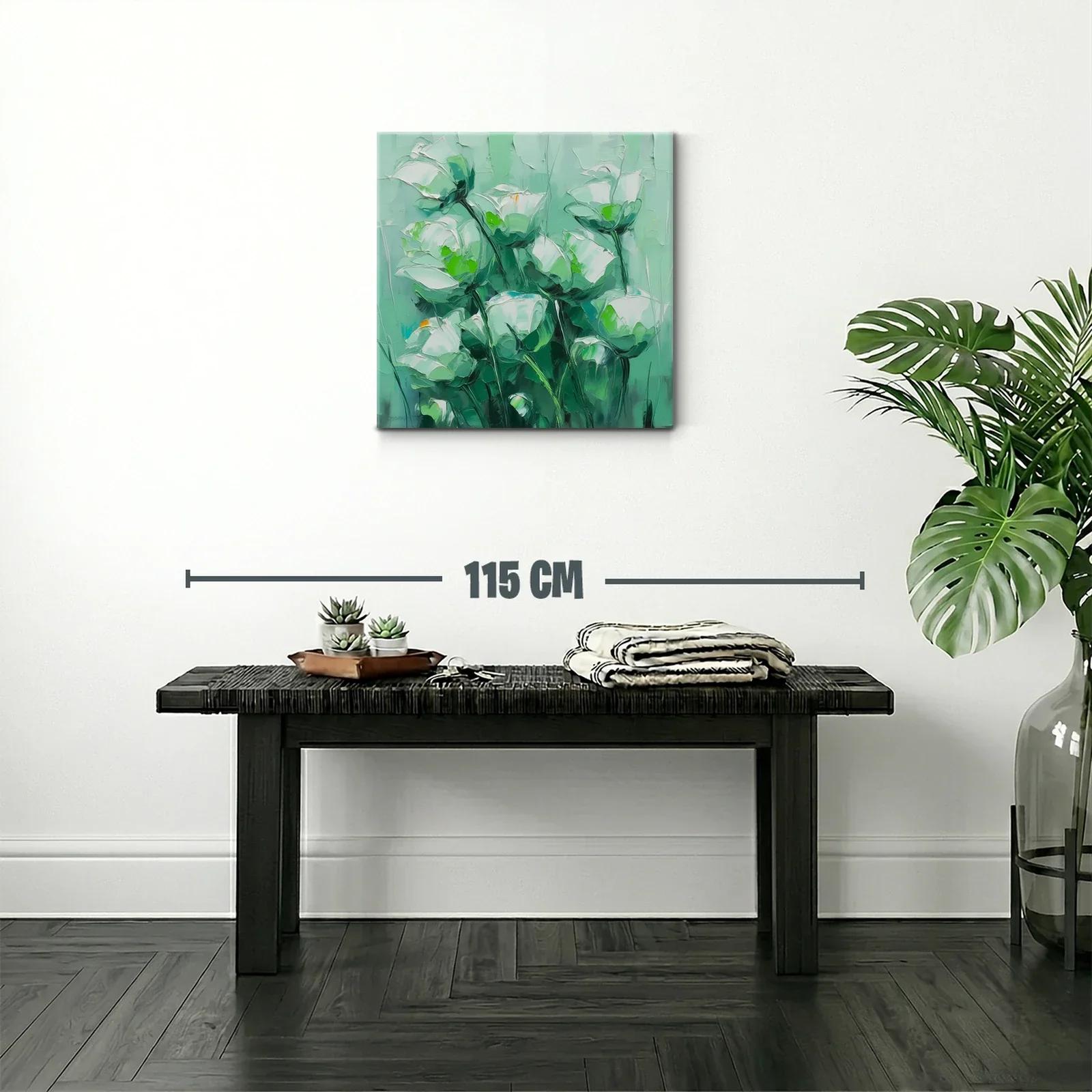 Cuadro floral con tonos verdes y blancos suaves — miniatura 2