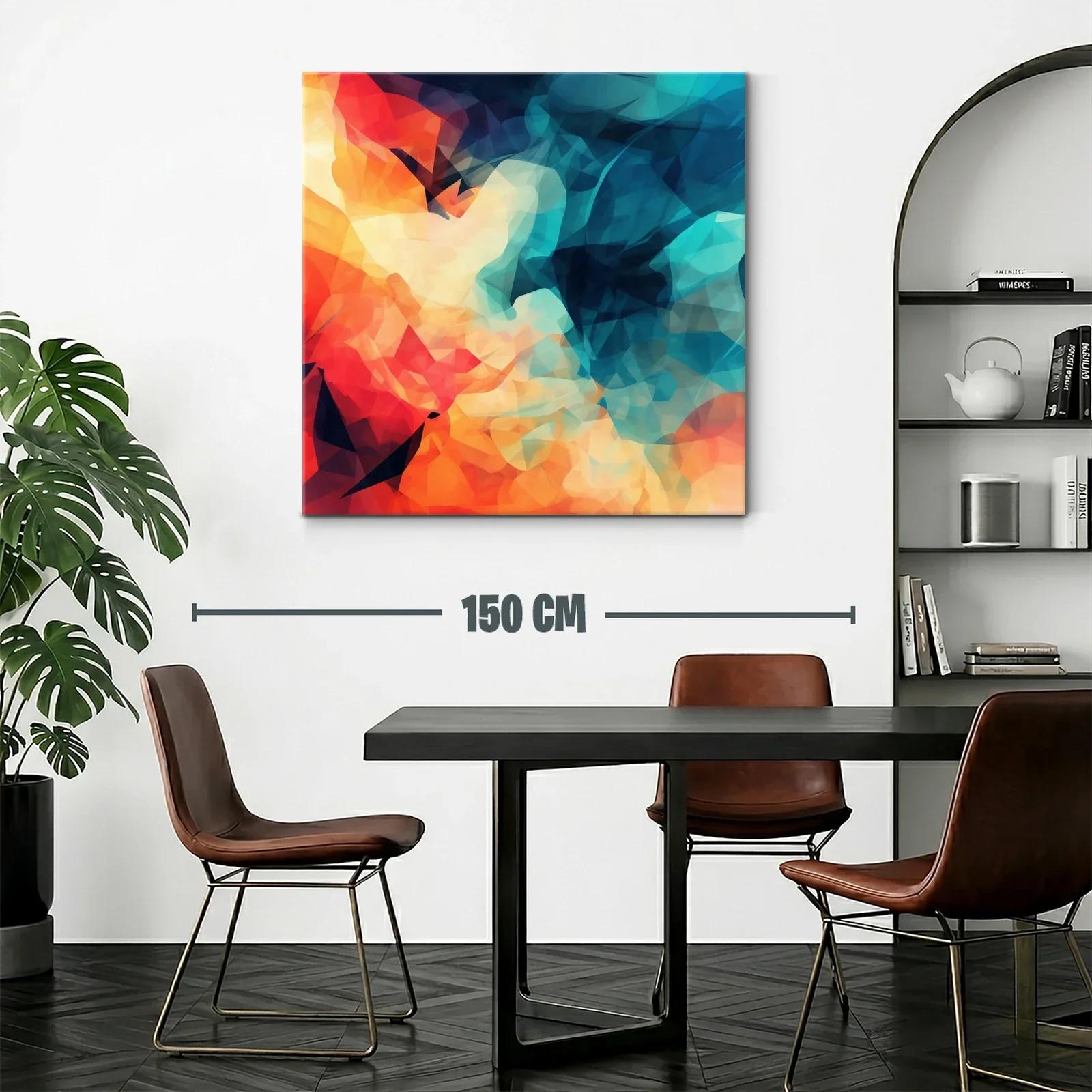 Cuadro abstracto en tonos cálidos y fríos vibrantes — miniatura 2