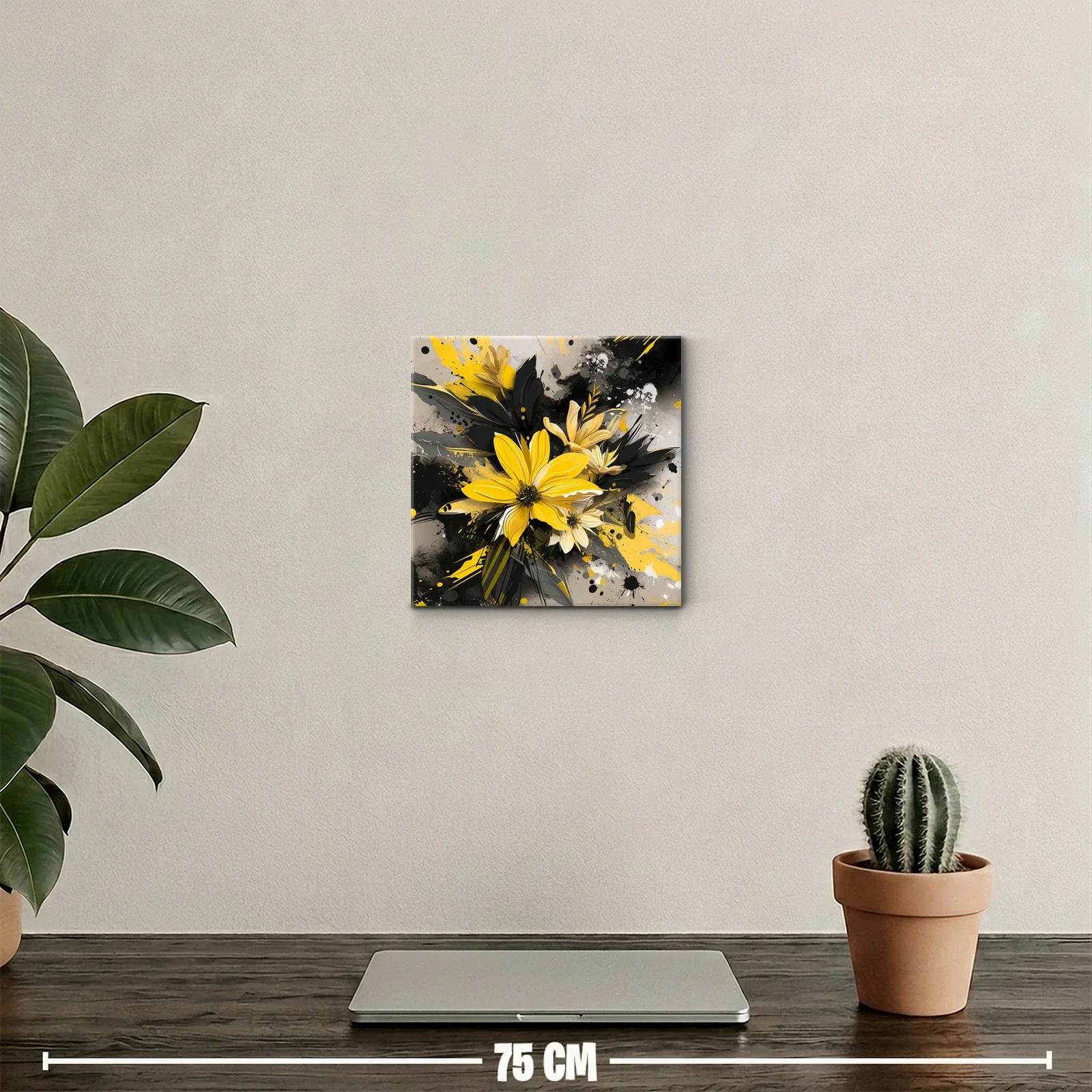 Flores vibrantes en tonos amarillos y negros modernos — miniatura 2